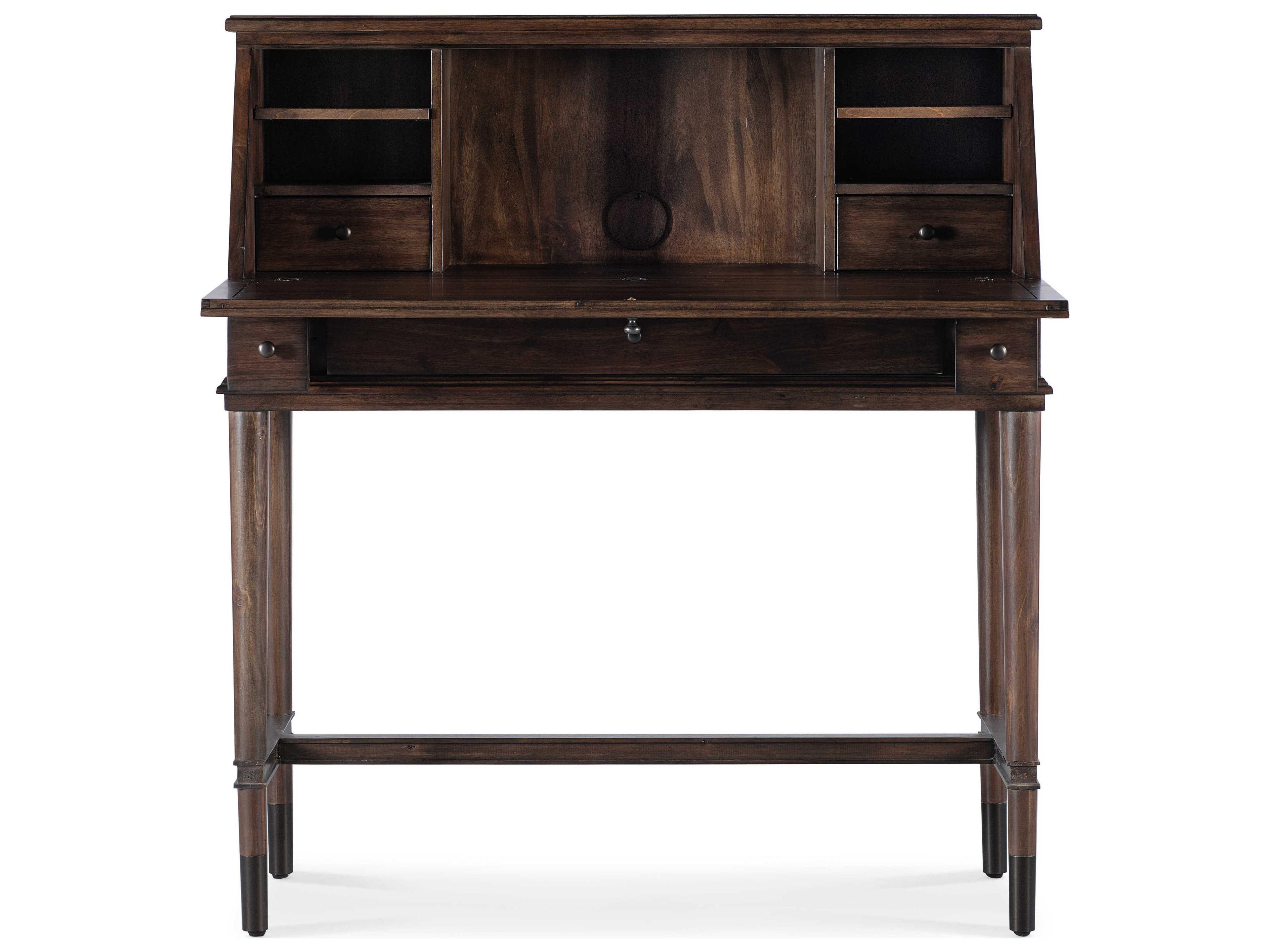 Luxecor Commerce and Market Secretariat Dark Natural Brown Acacia Wood Secretary Desk