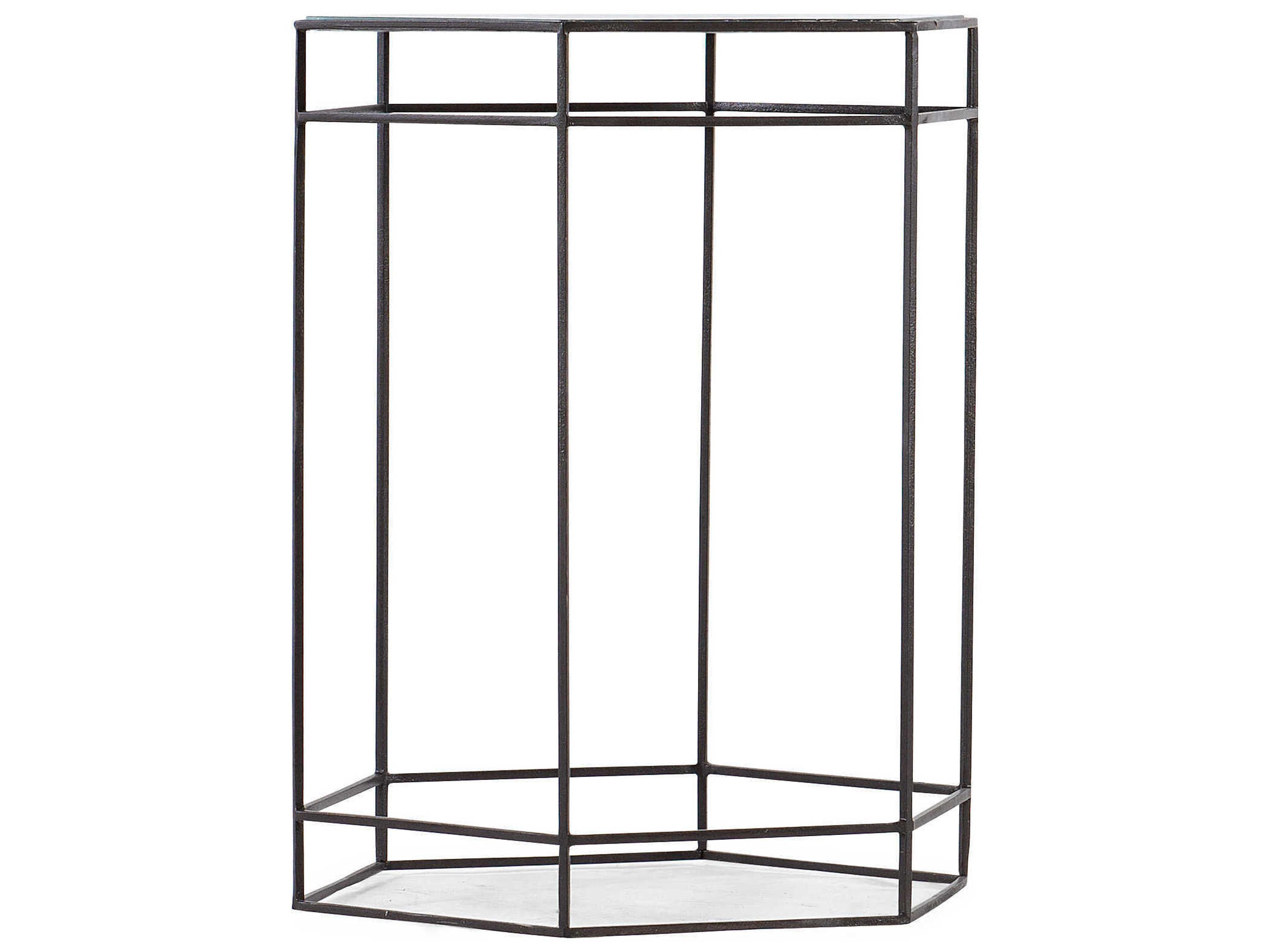 Hooker Furniture Commerce And Market Hexagon Painted Glass Brown End Table