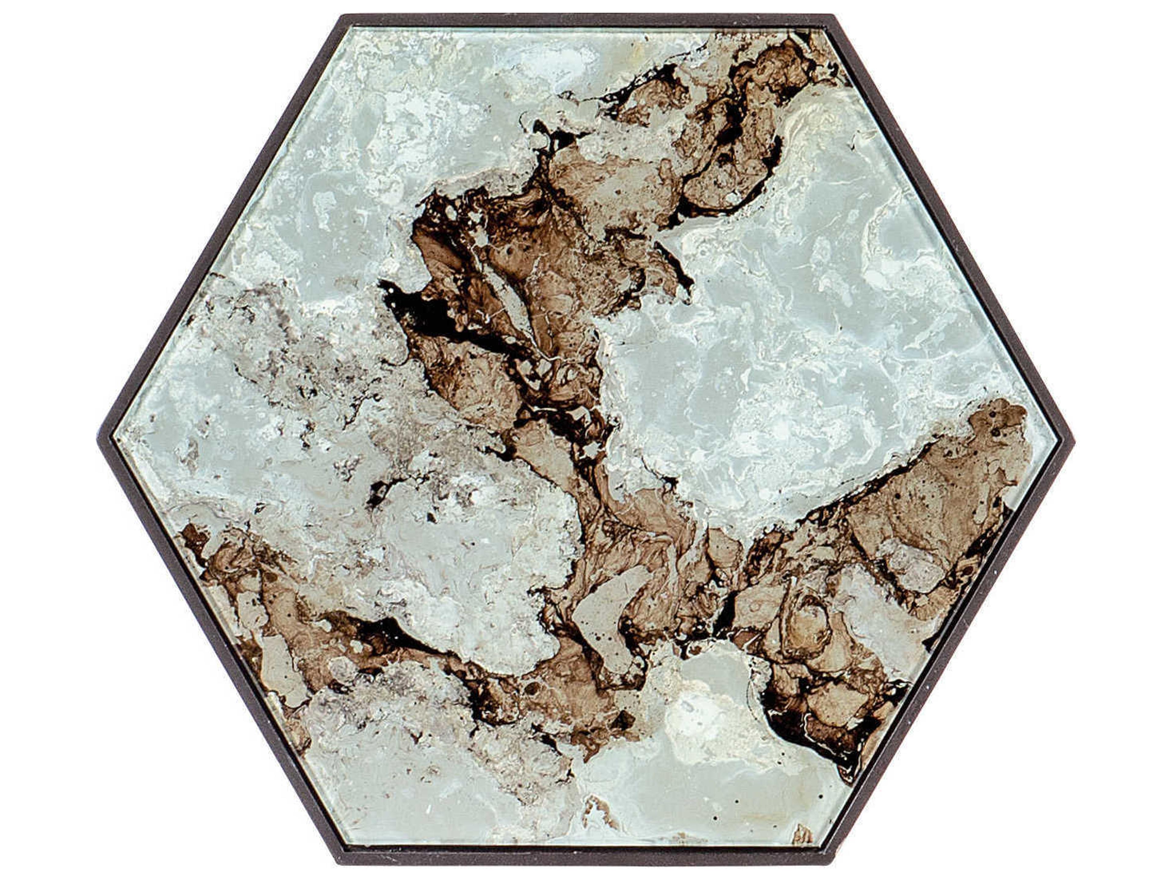 Hooker Furniture Commerce And Market Hexagon Painted Glass Brown End Table