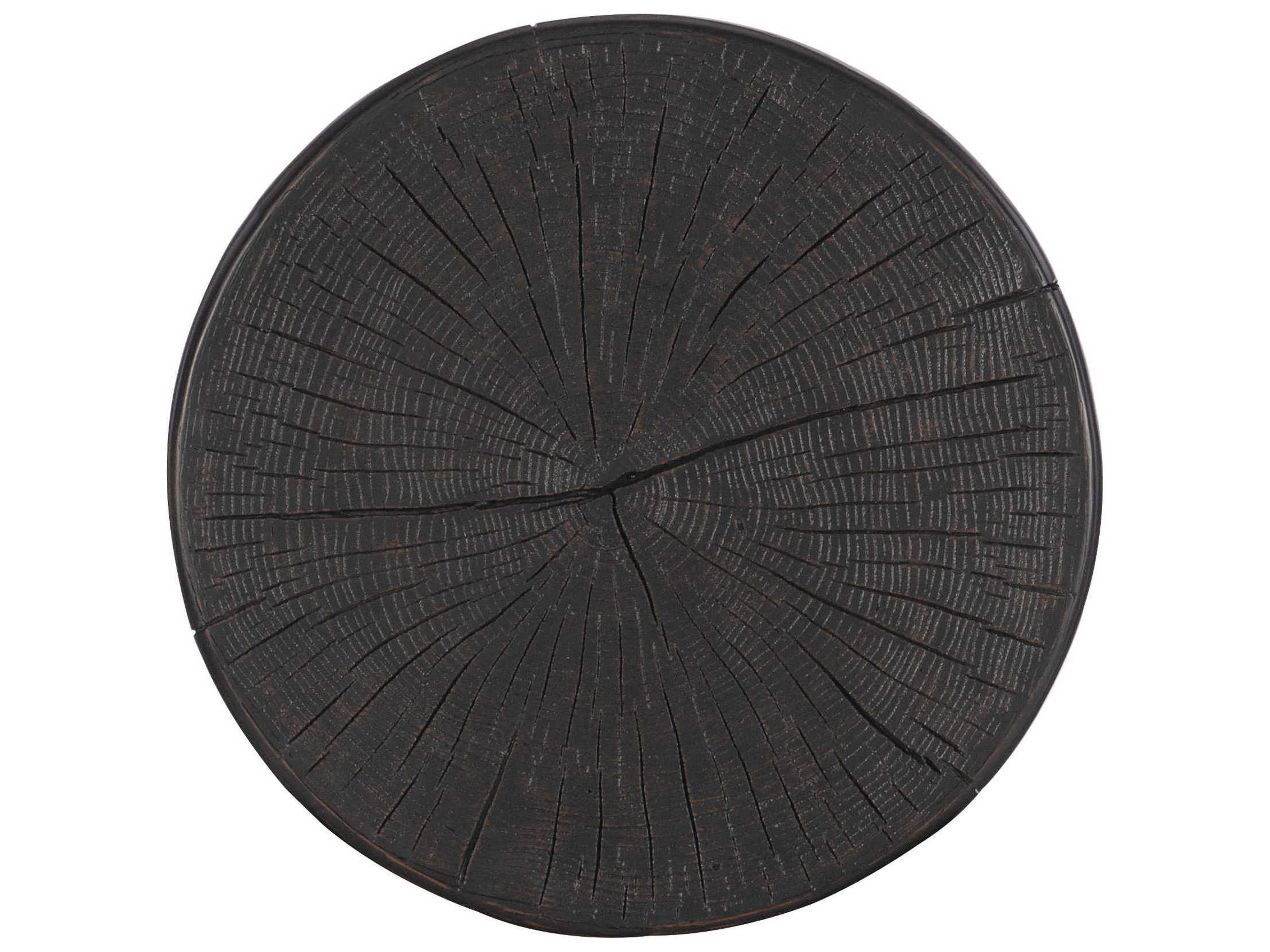 Hooker Furniture Commerce And Market Carved Stump Round Resin Black End Table