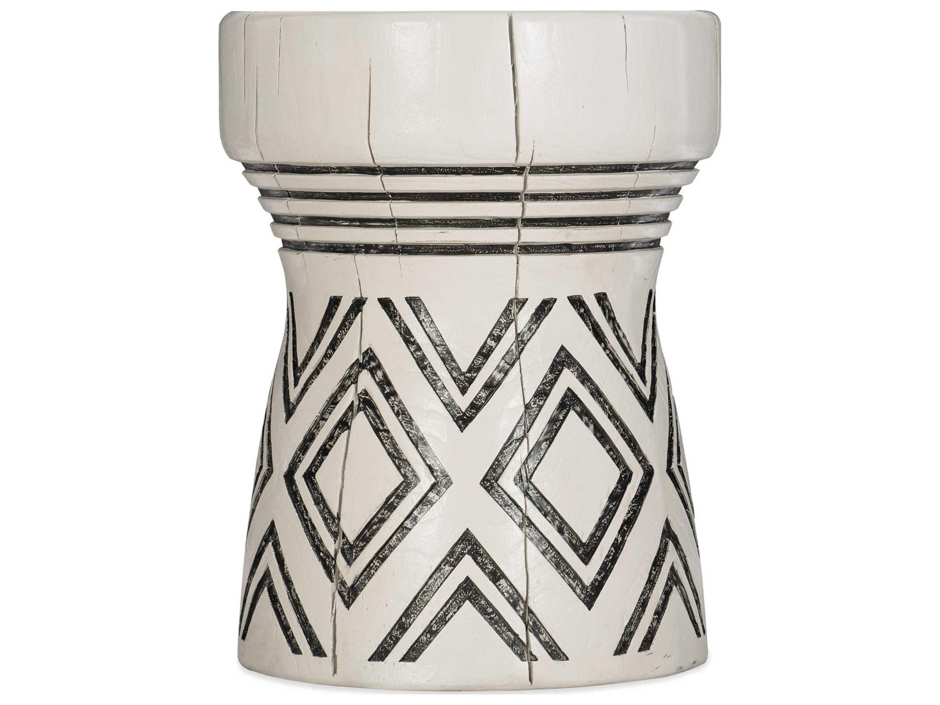 Commerce And Market Carved Stump Round Resin White End Table