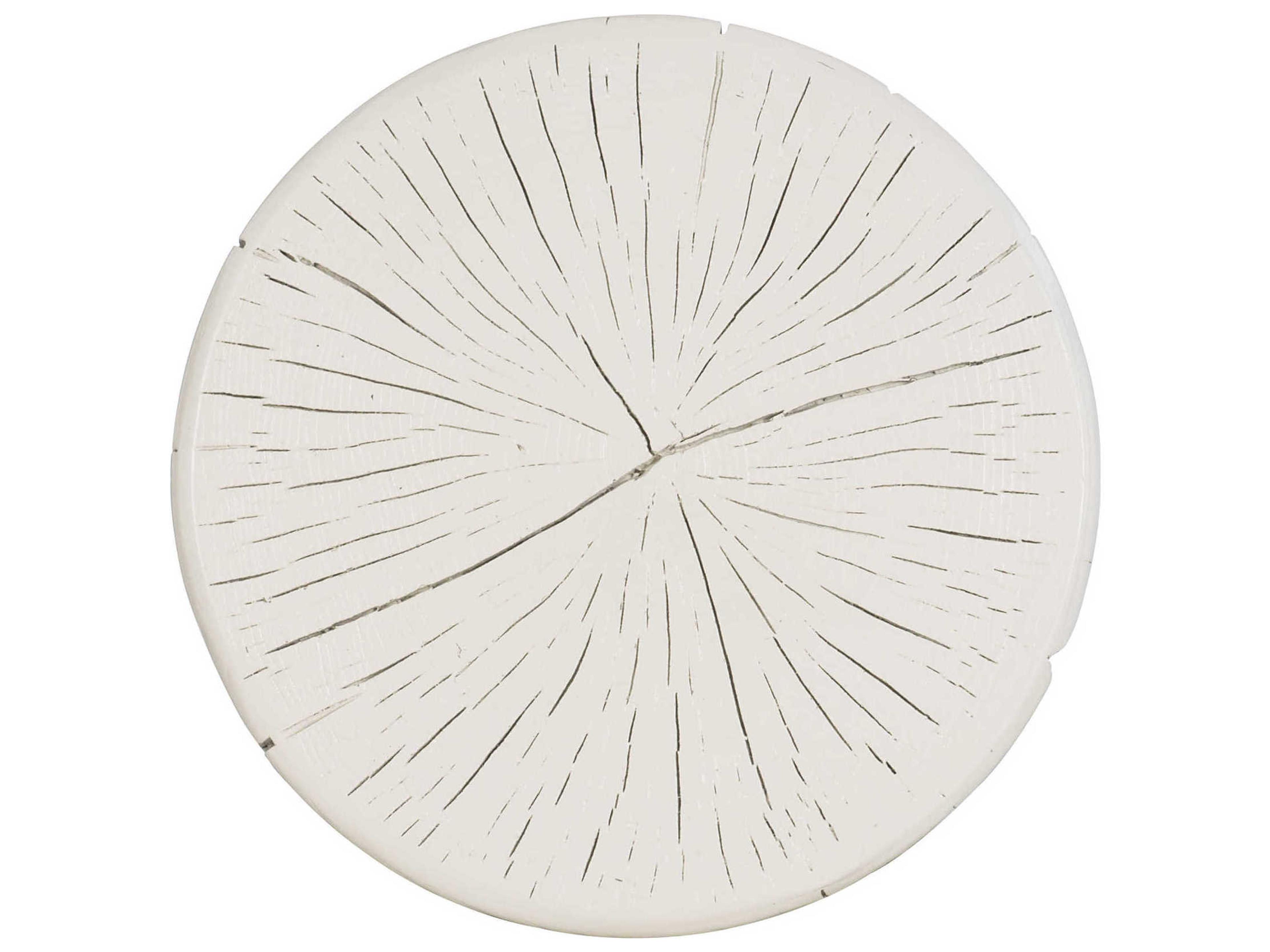 Hooker Furniture Commerce And Market Carved Stump Round Resin White End Table