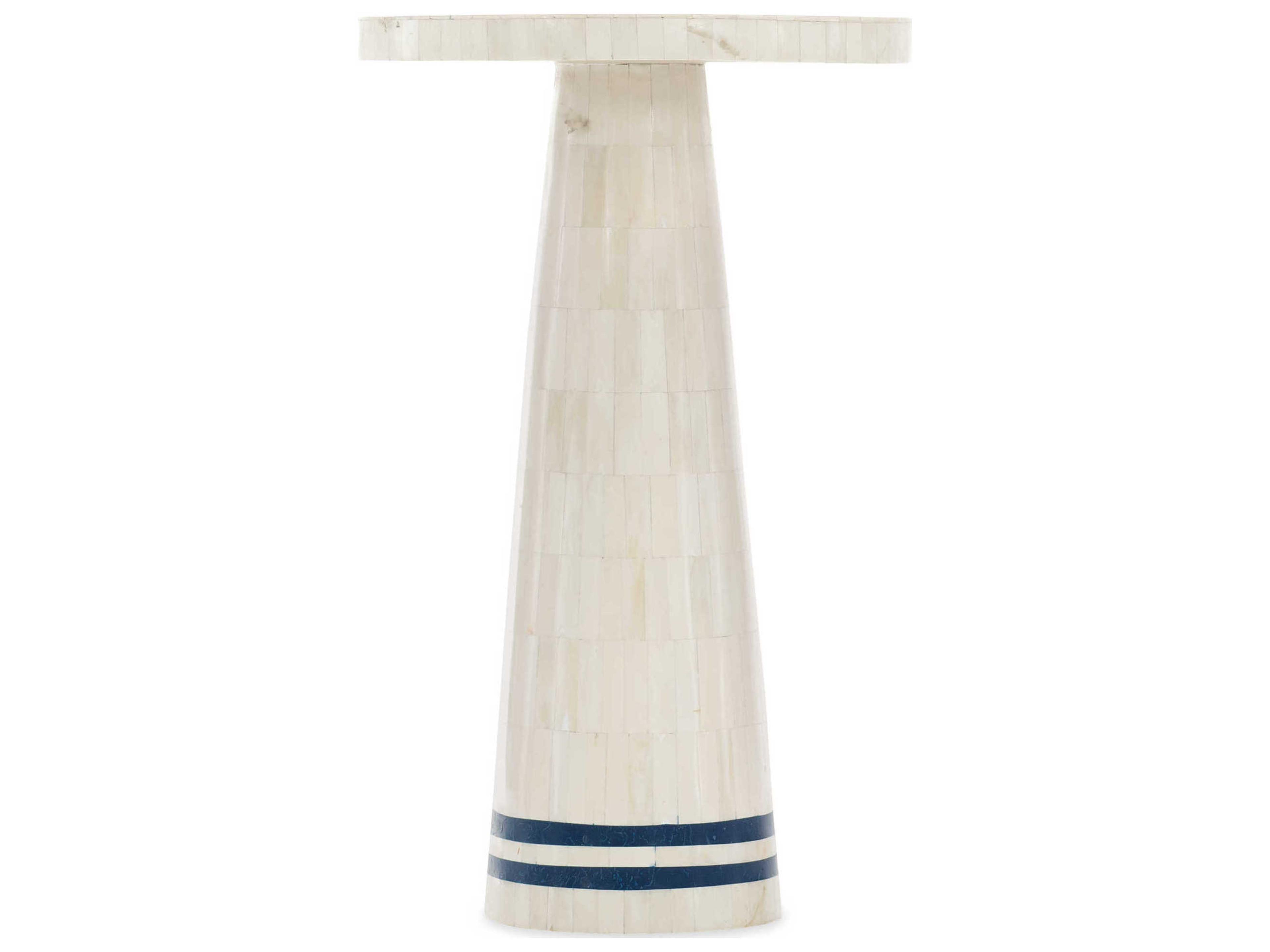 Heritage Don't Be Blue Bone Spot Round White End Table