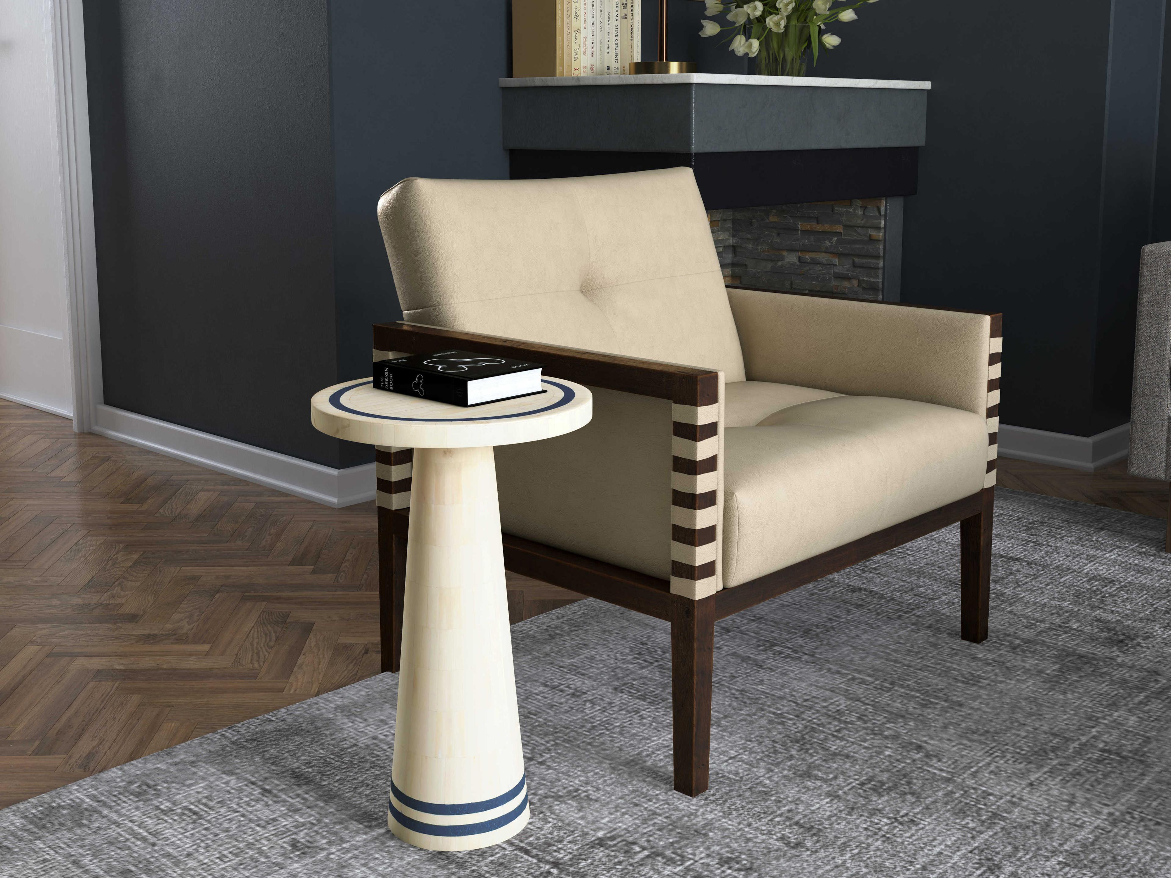 Luxecor Heritage Don't Be Blue Bone Spot Round White End Table