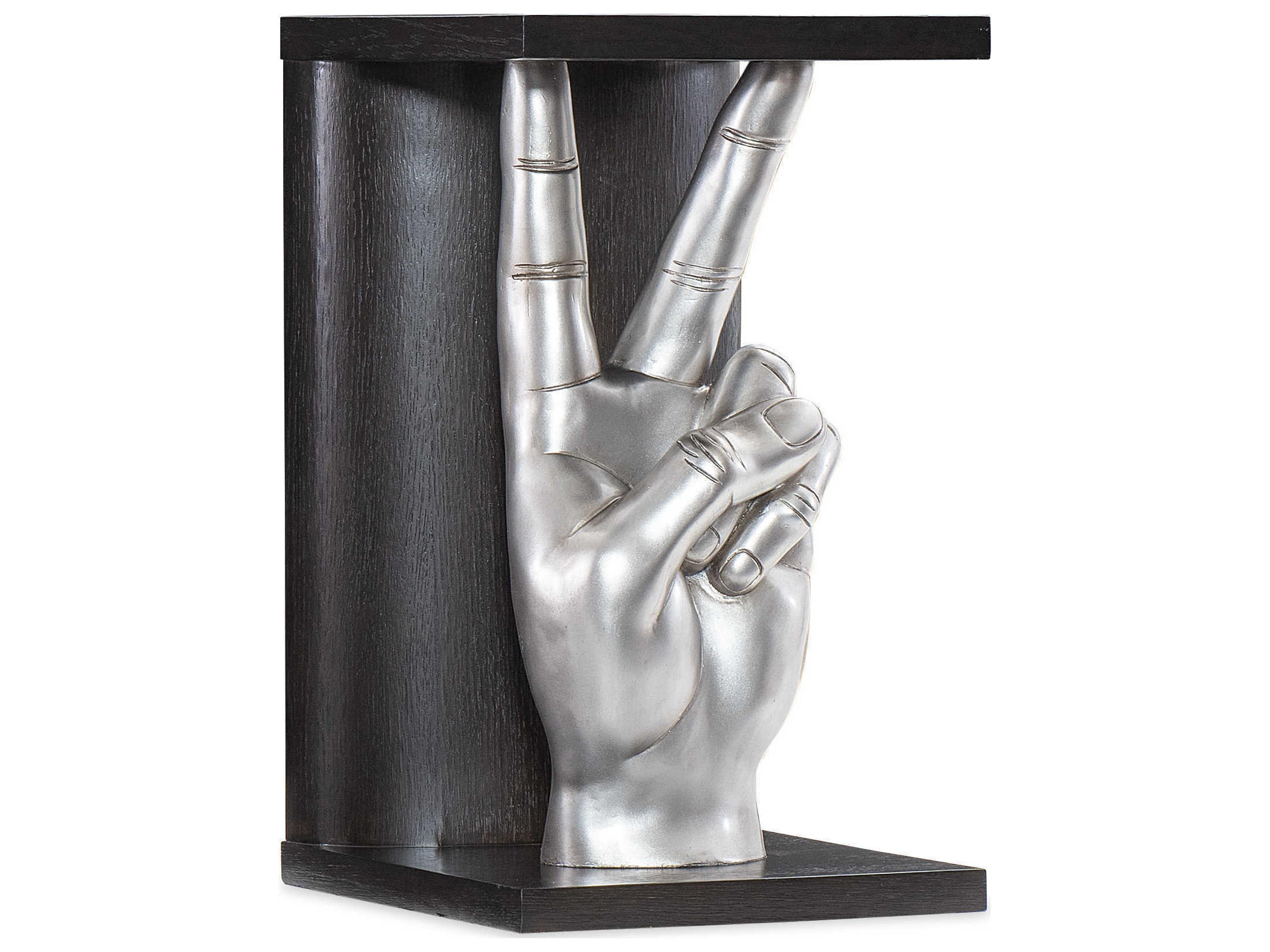 Heritage Rectangular Wood Black Silver End Table