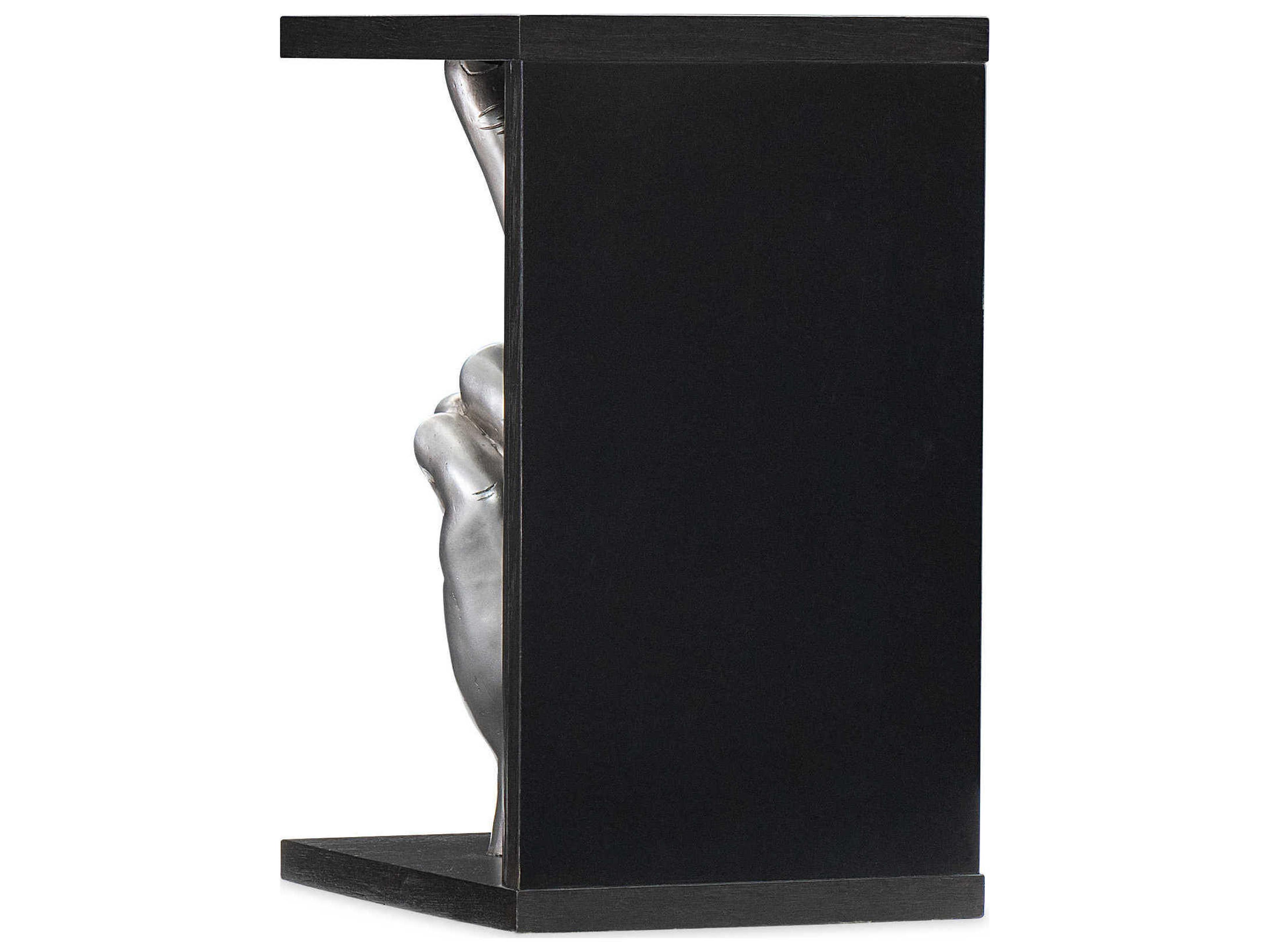 Luxecor Heritage Rectangular Wood Black Silver End Table