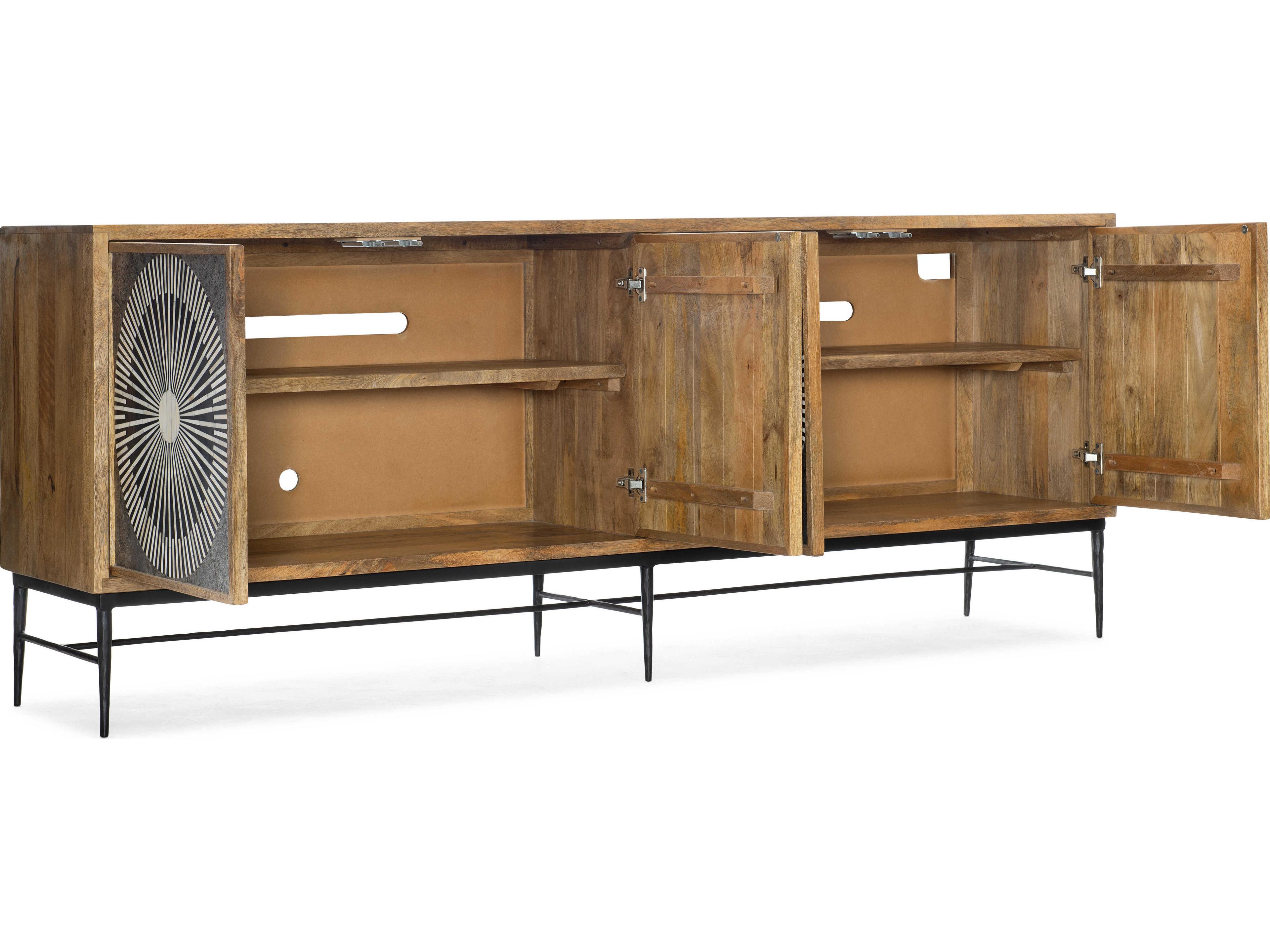 Luxecor Heritage Giovanni 80" Mango Wood Natural Charcoal Media Console