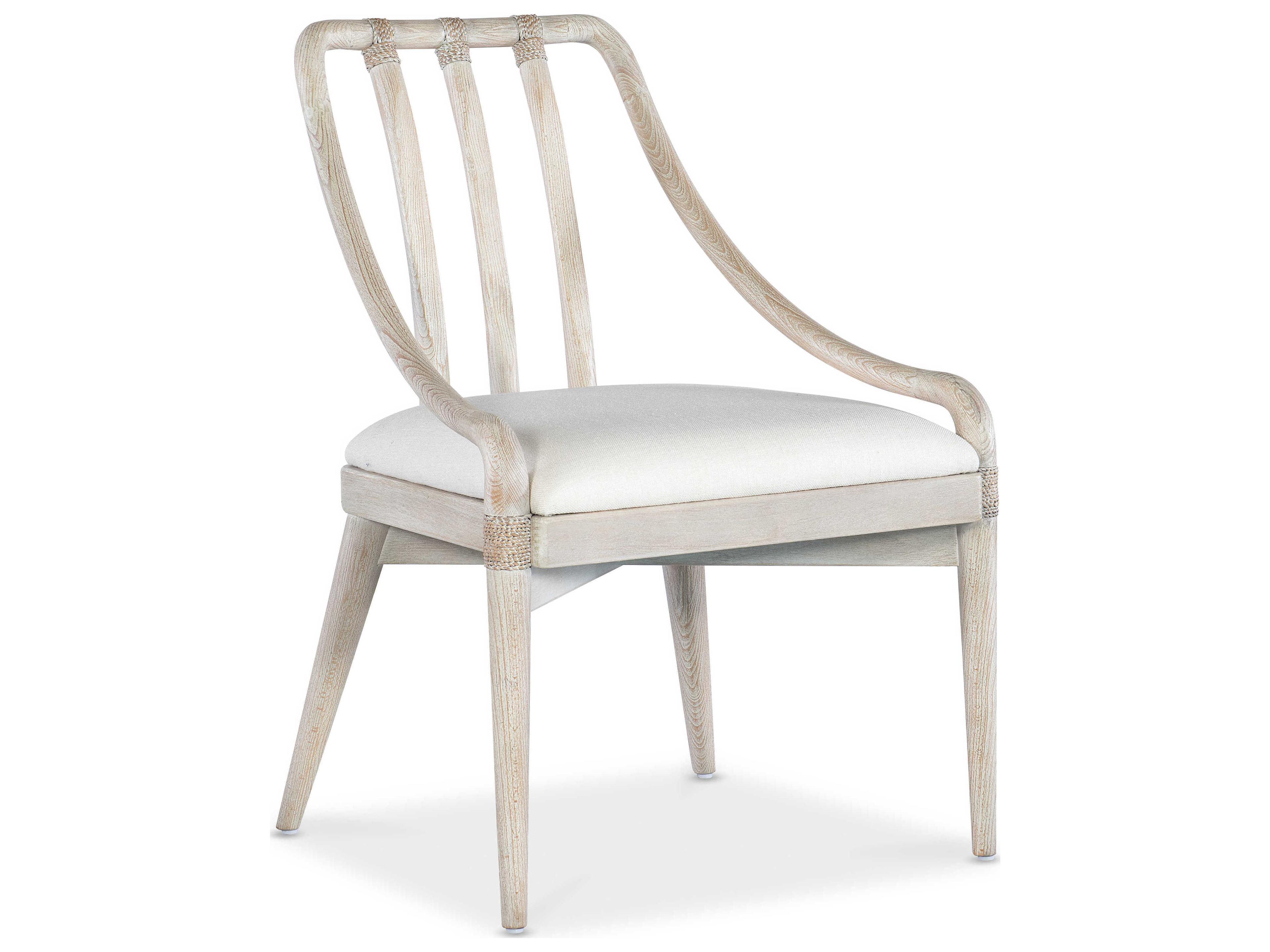 Hooker Furniture Commerce and Market Seaside Fabric Solid Wood White Upholstered Arm Dining Chair
