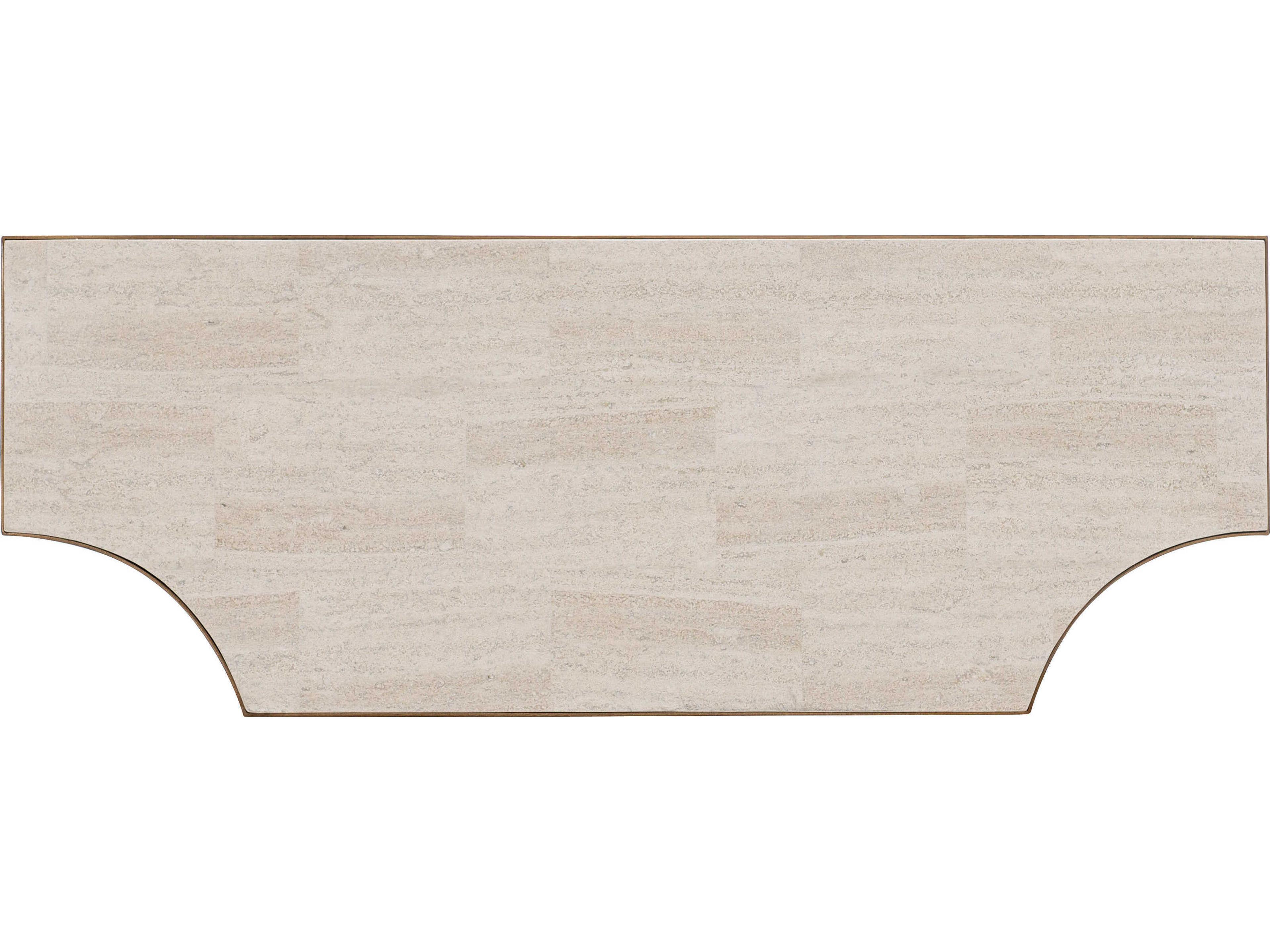 Luxecor Heritage Demilune White Travertine Stone Gold Console Table