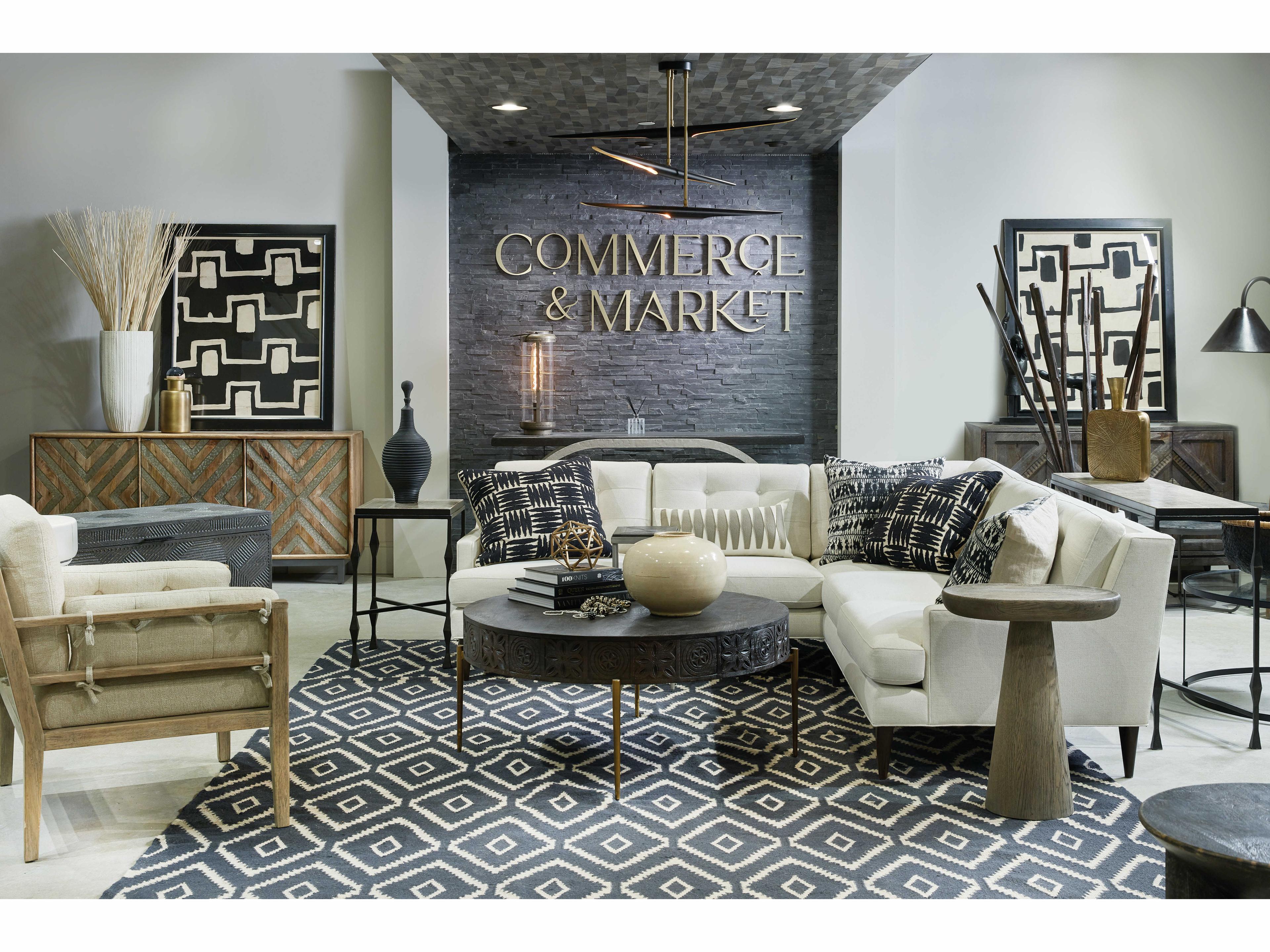 Hooker Furniture Commerce And Market Carved Round Dark Wood Cocktail Table