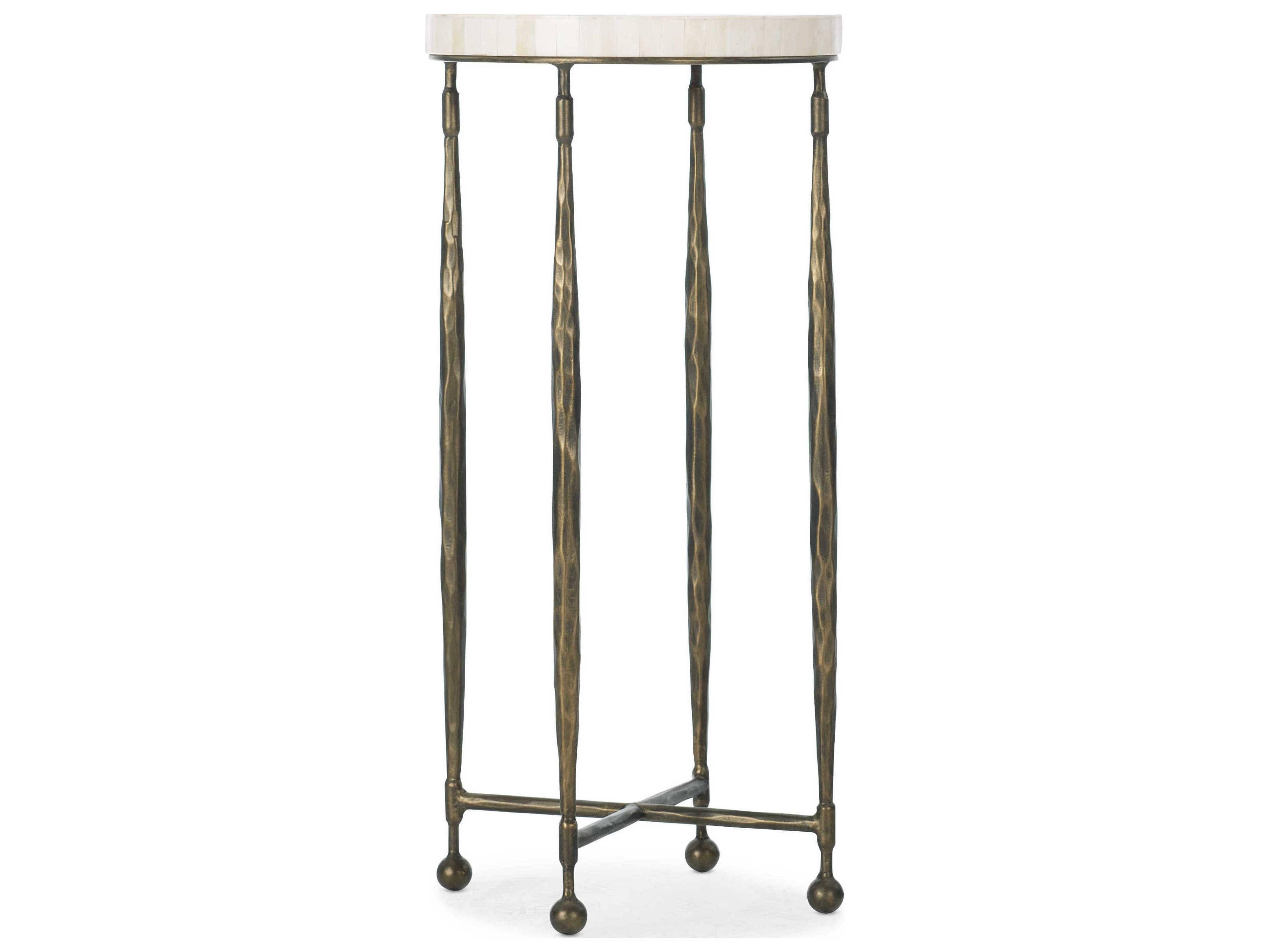 Heritage Martini Round Stone Natural Bone Gold End Table