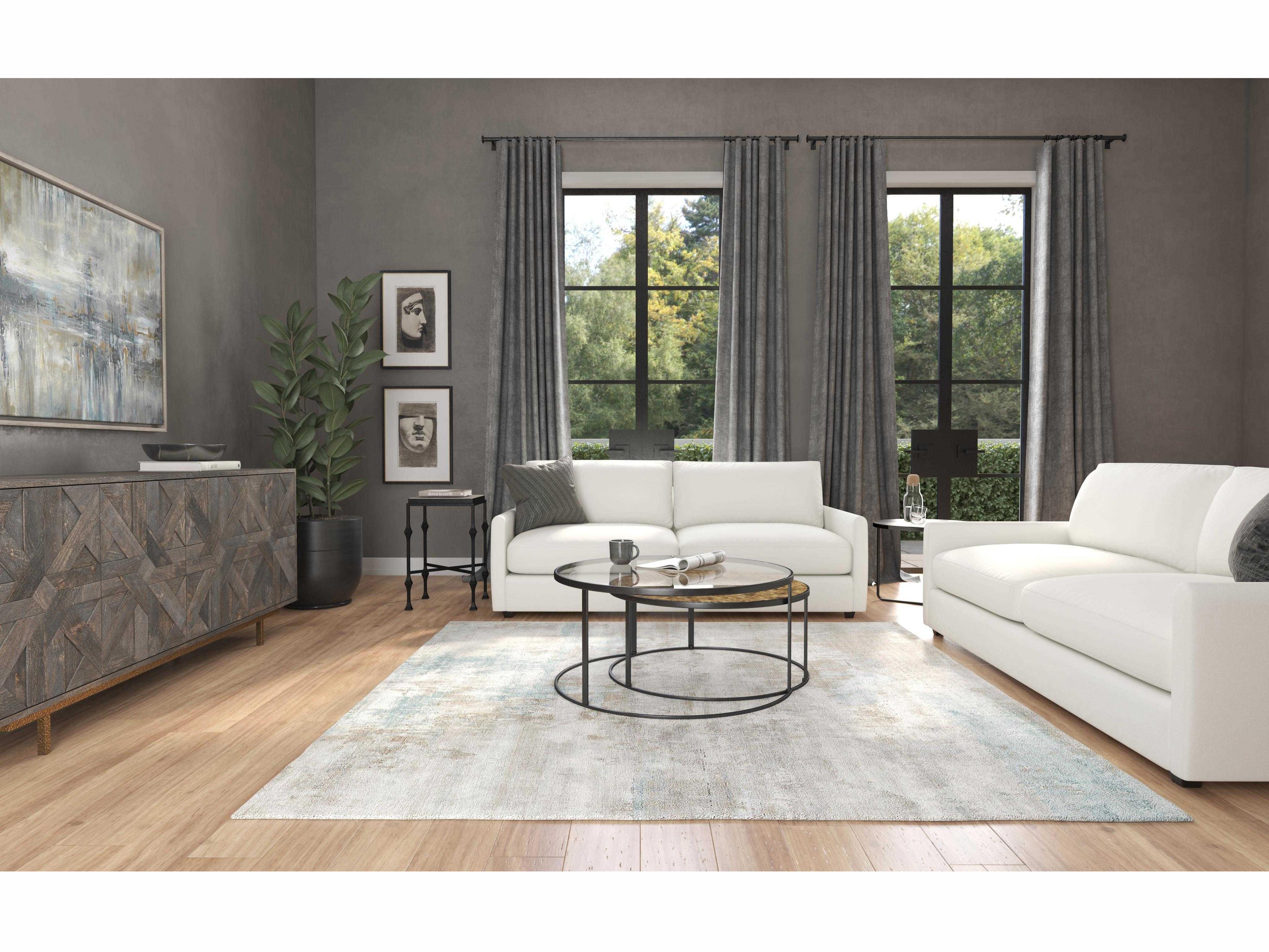 Luxecor Heritage Chatham Nesting Round Glass Natural Wood Black Cocktail Table