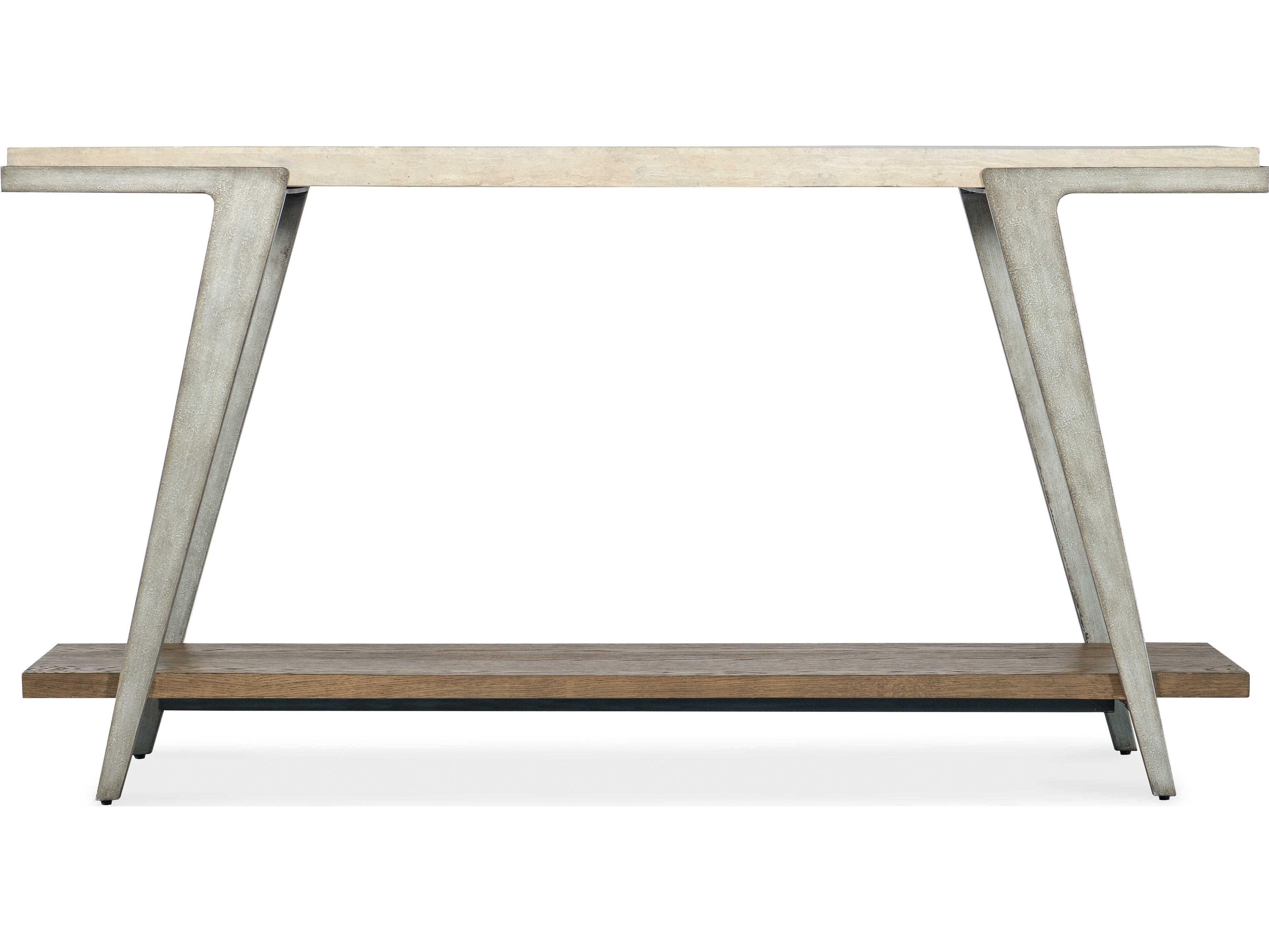 Hooker Furniture Commerce and Market Boomerang Rectangular Cream Travertine Marble Natural Gray Console Table