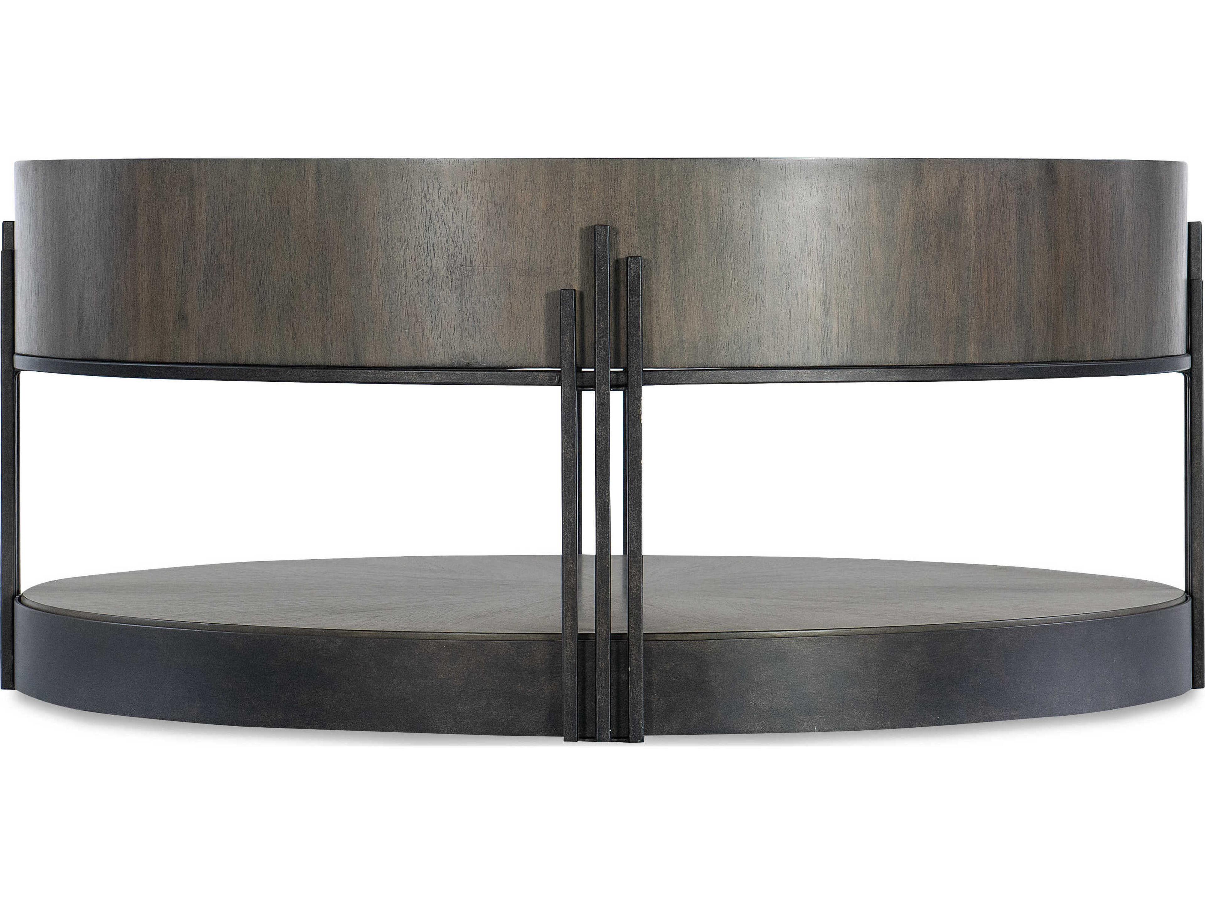 Hooker Furniture Commerce and Market Skyline Round Wood Dark Brown Bronze Cocktail Table