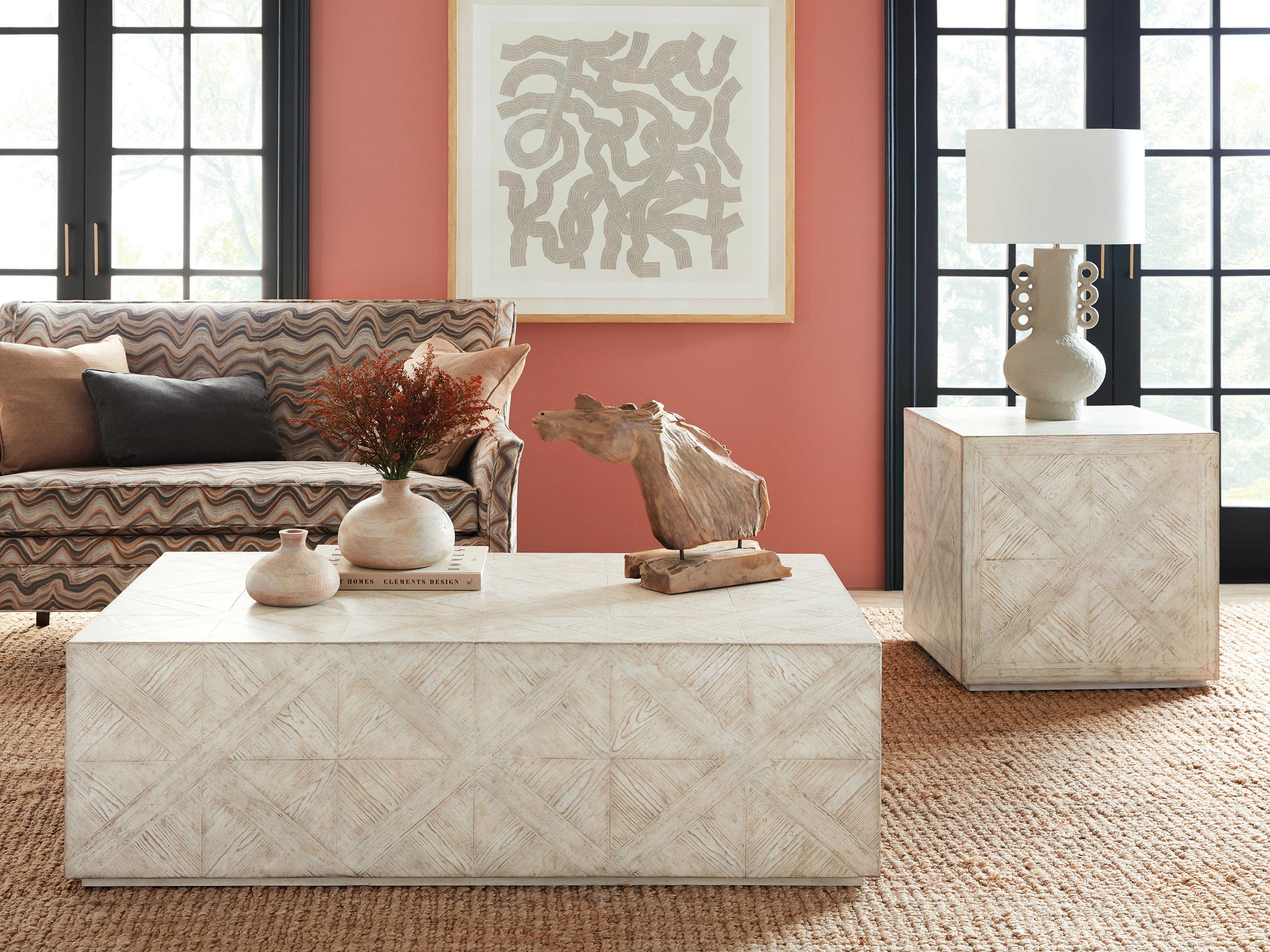 Hooker Furniture Commerce And Market Block Buster Square White Wood End Table