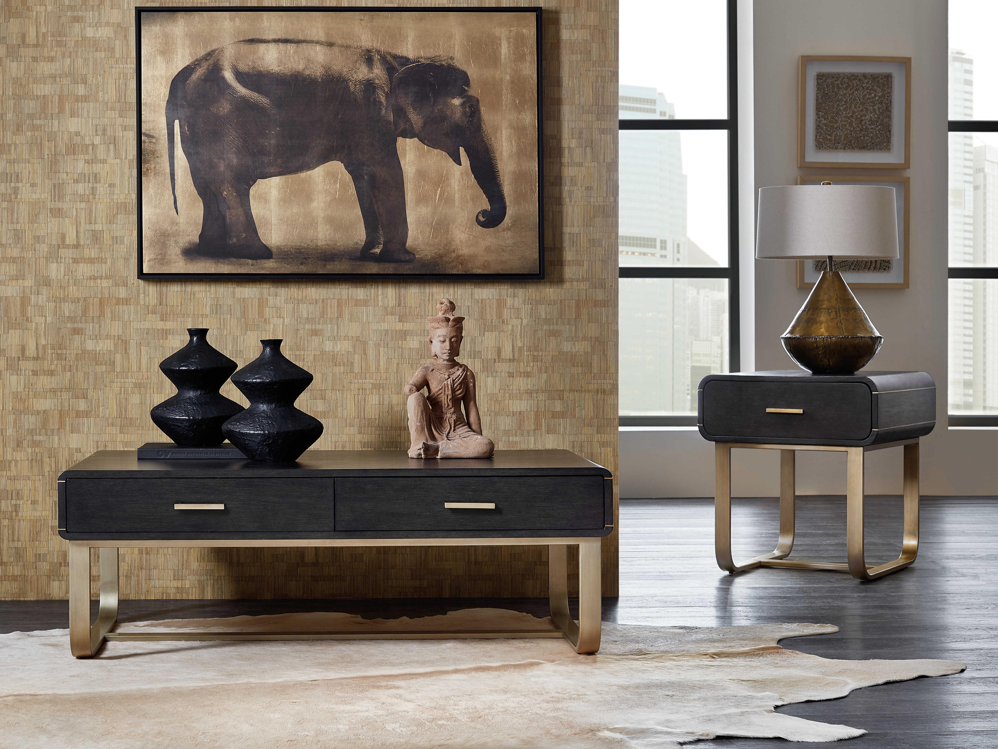 Hooker Furniture Commerce And Market Metropolitan Rectangular Dark Wood End Table