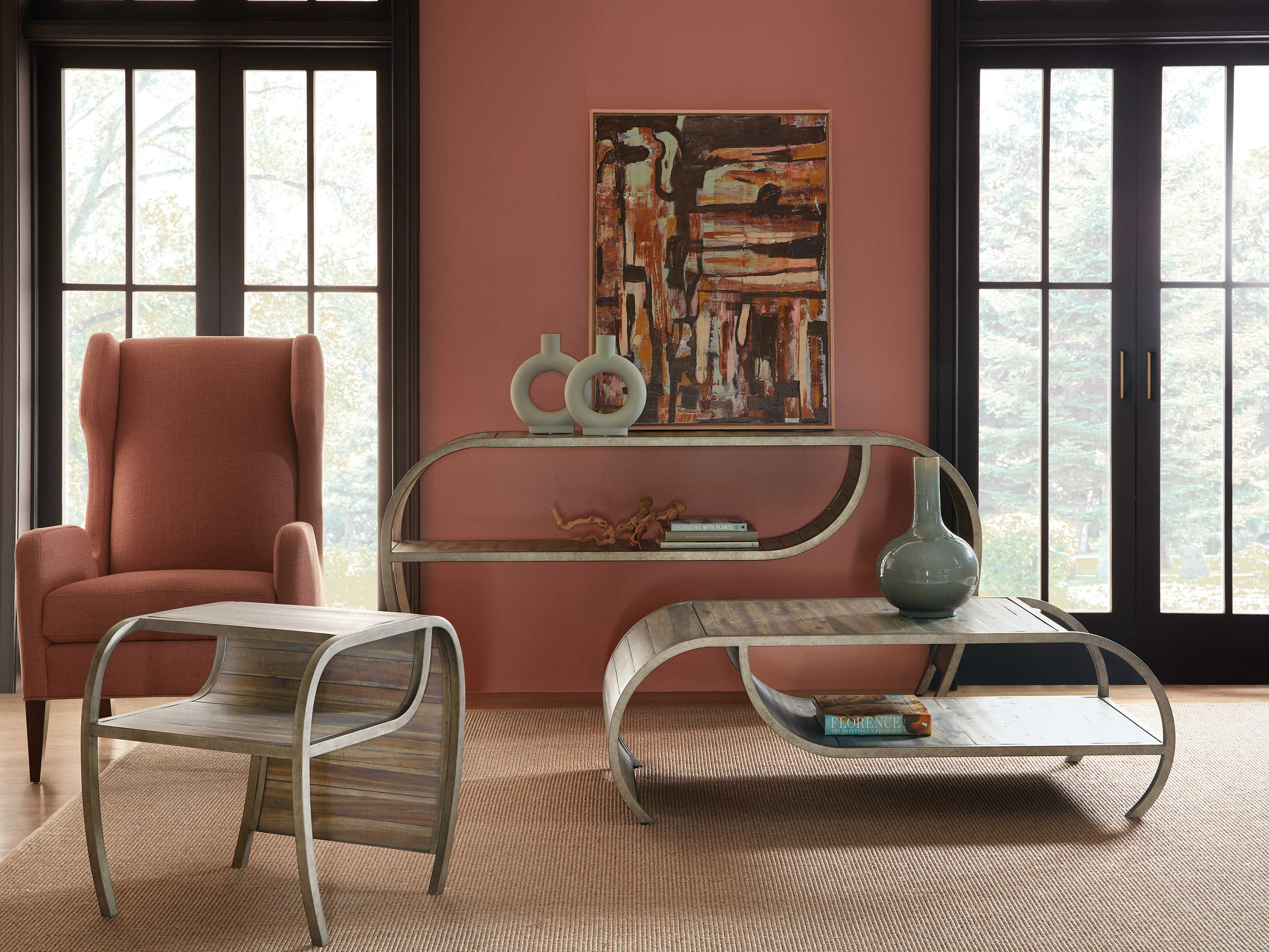 Hooker Furniture Commerce And Market Open Ended Rectangular Wood Console Table