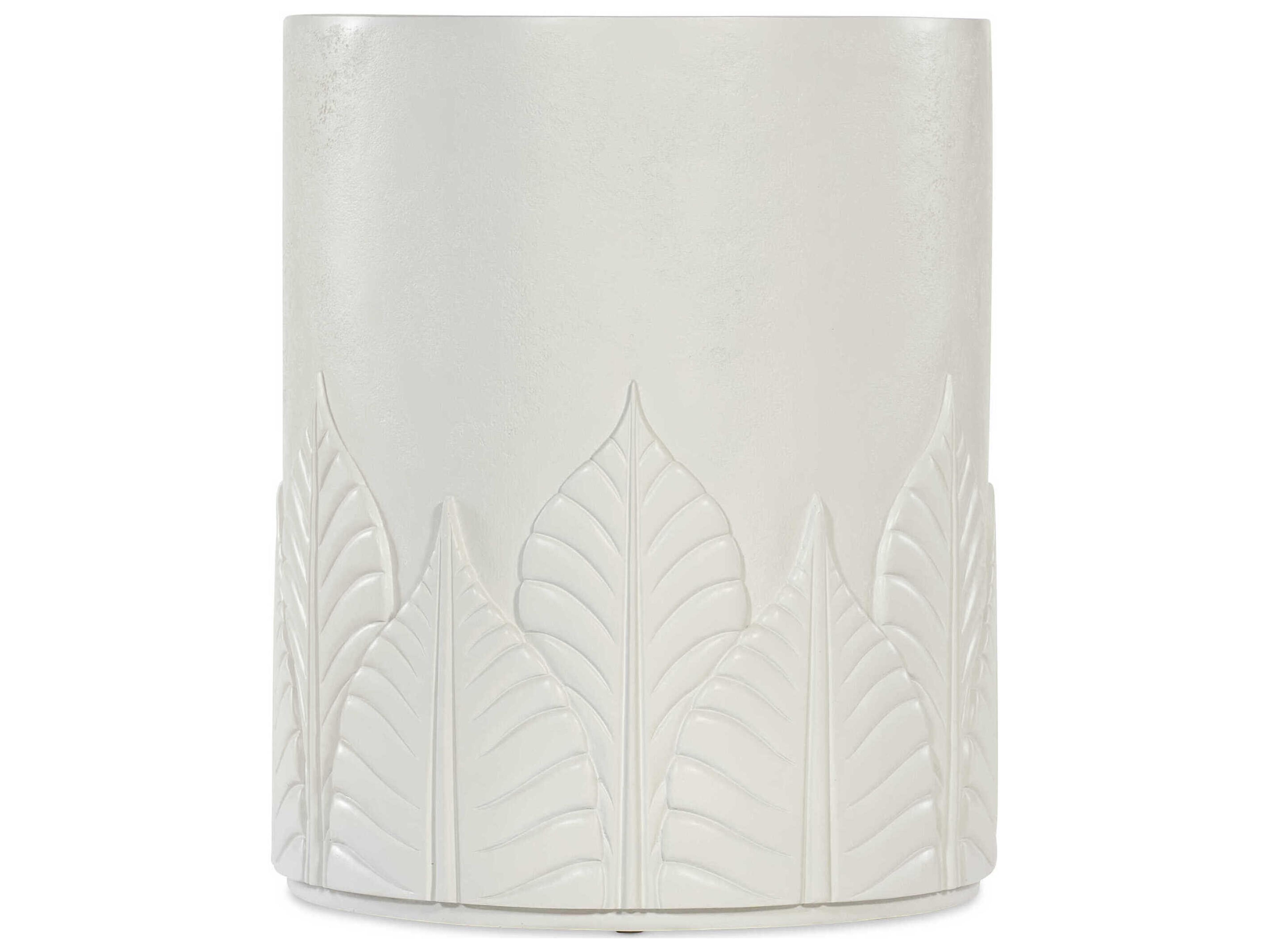 Hooker Furniture Commerce And Market Round Wood White Plaster Textured End Table