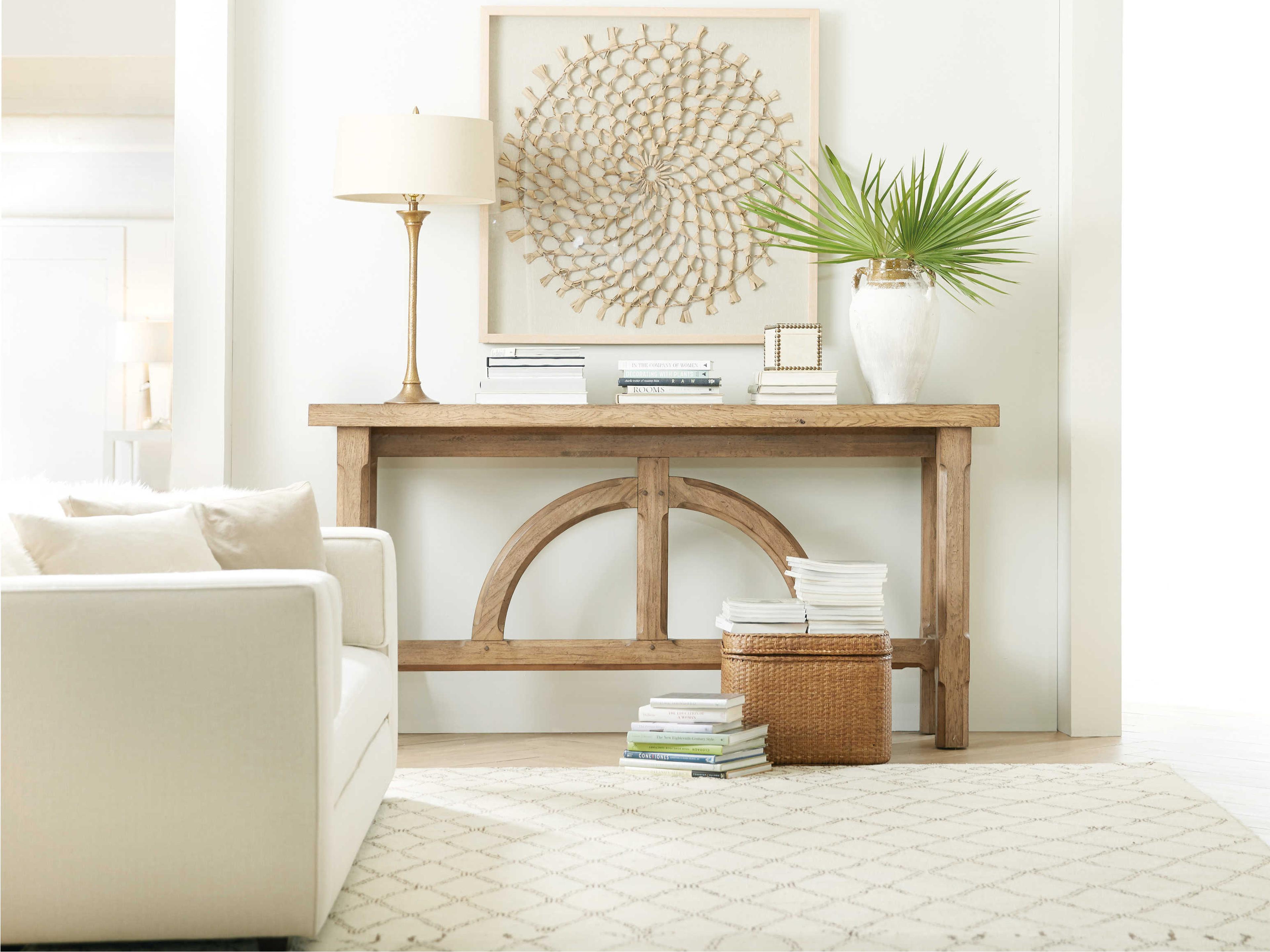 Hooker Furniture Commerce And Market Rectangular Wood Natural Light Console Table