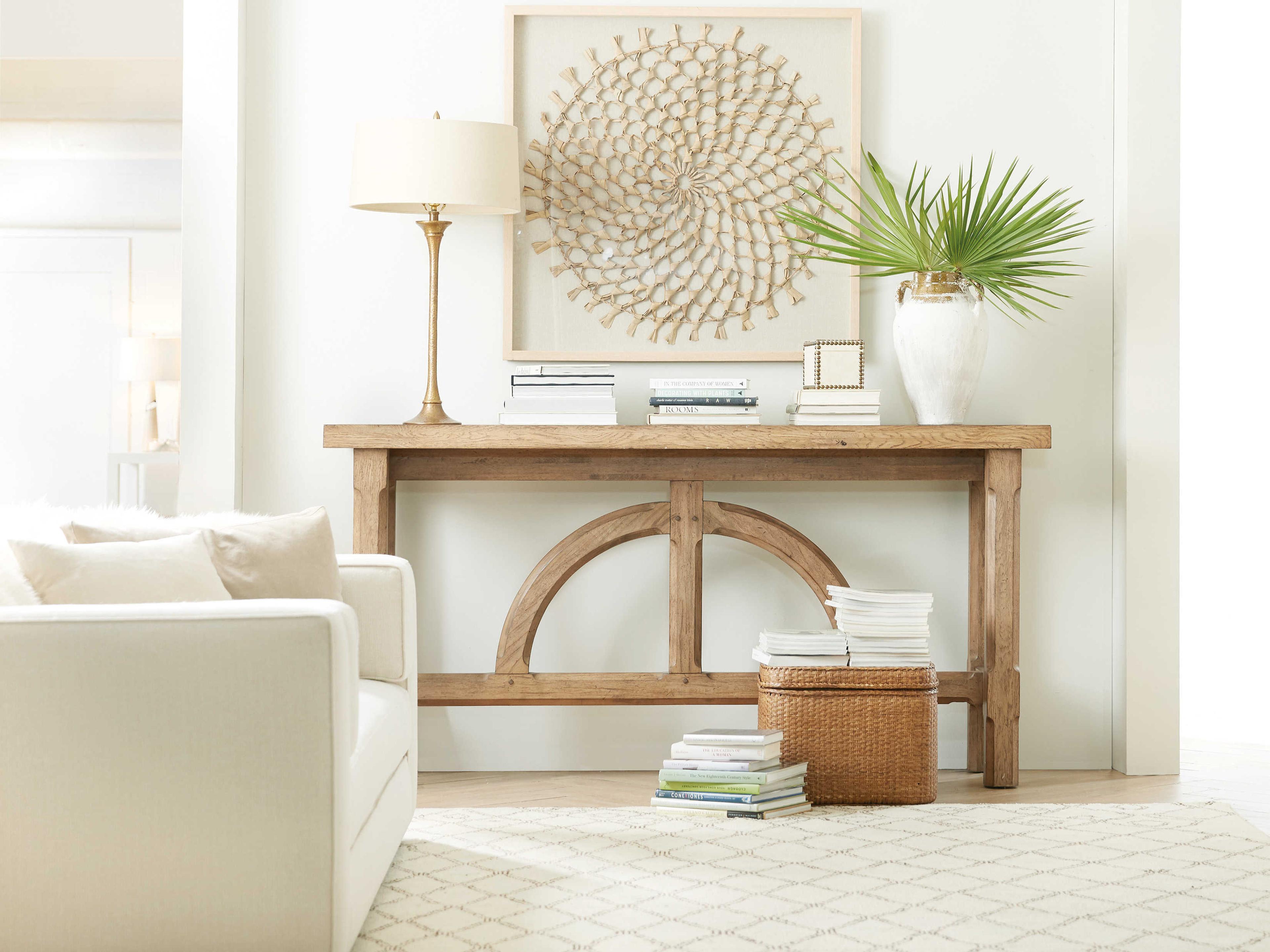 Hooker Furniture Commerce And Market Rectangular Wood Natural Light Console Table