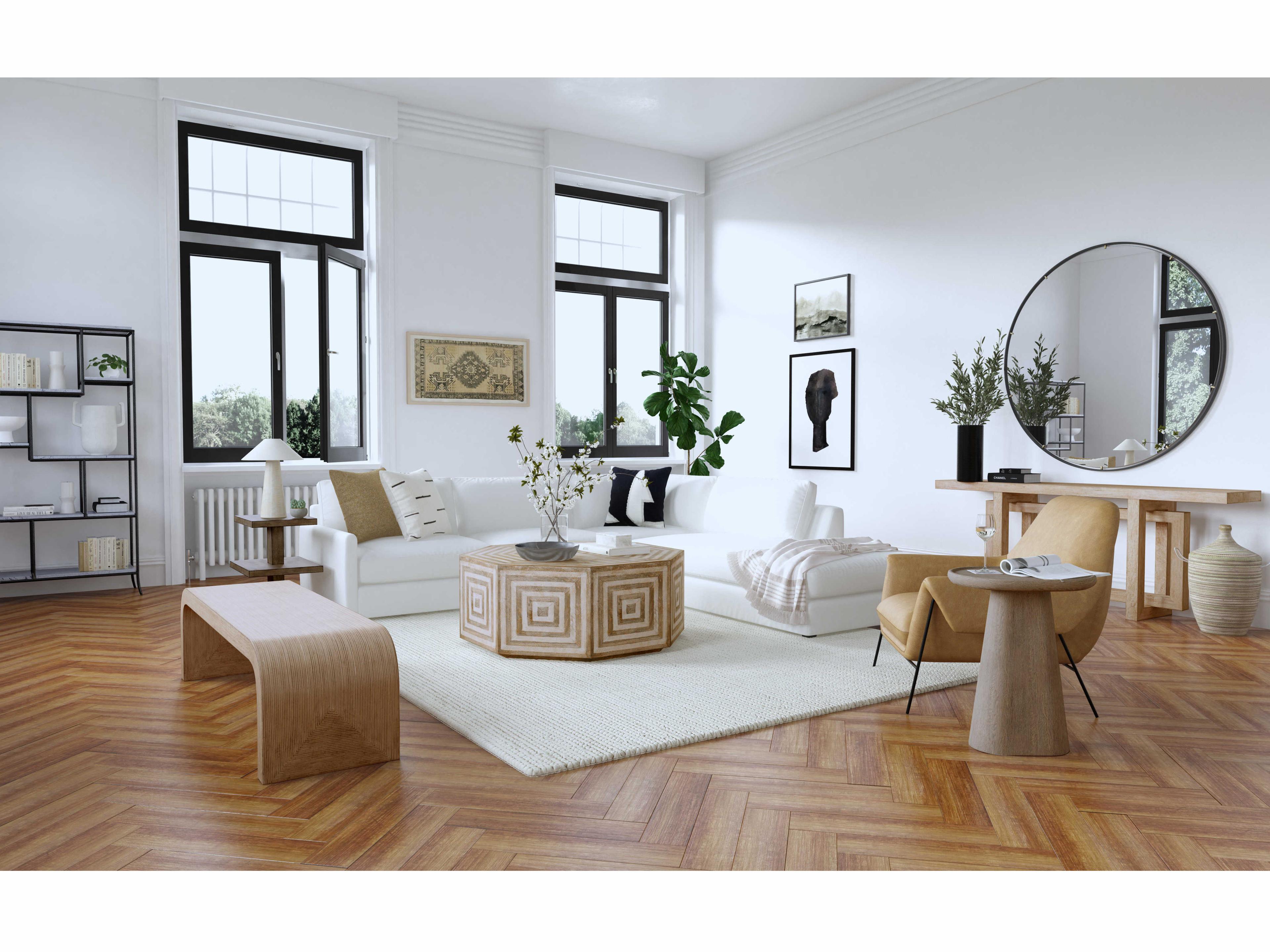 Hooker Furniture Commerce And Market Modern Rectangular Wood Natural Light Console Table