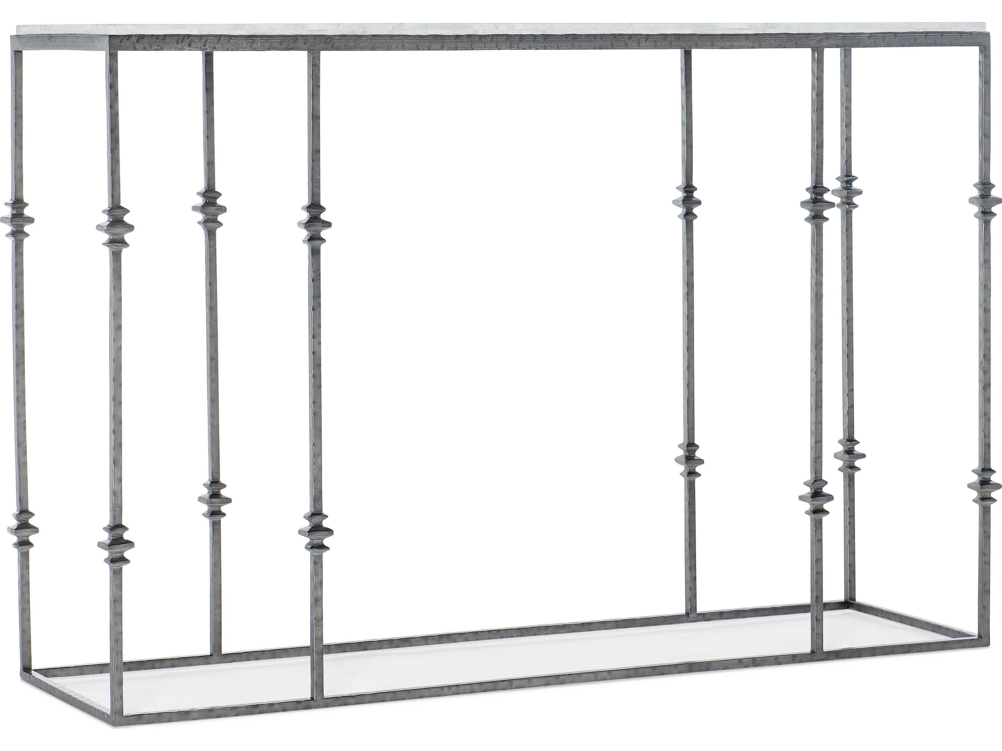 Heritage Rectangular Stone White Travertine Gray Console Table