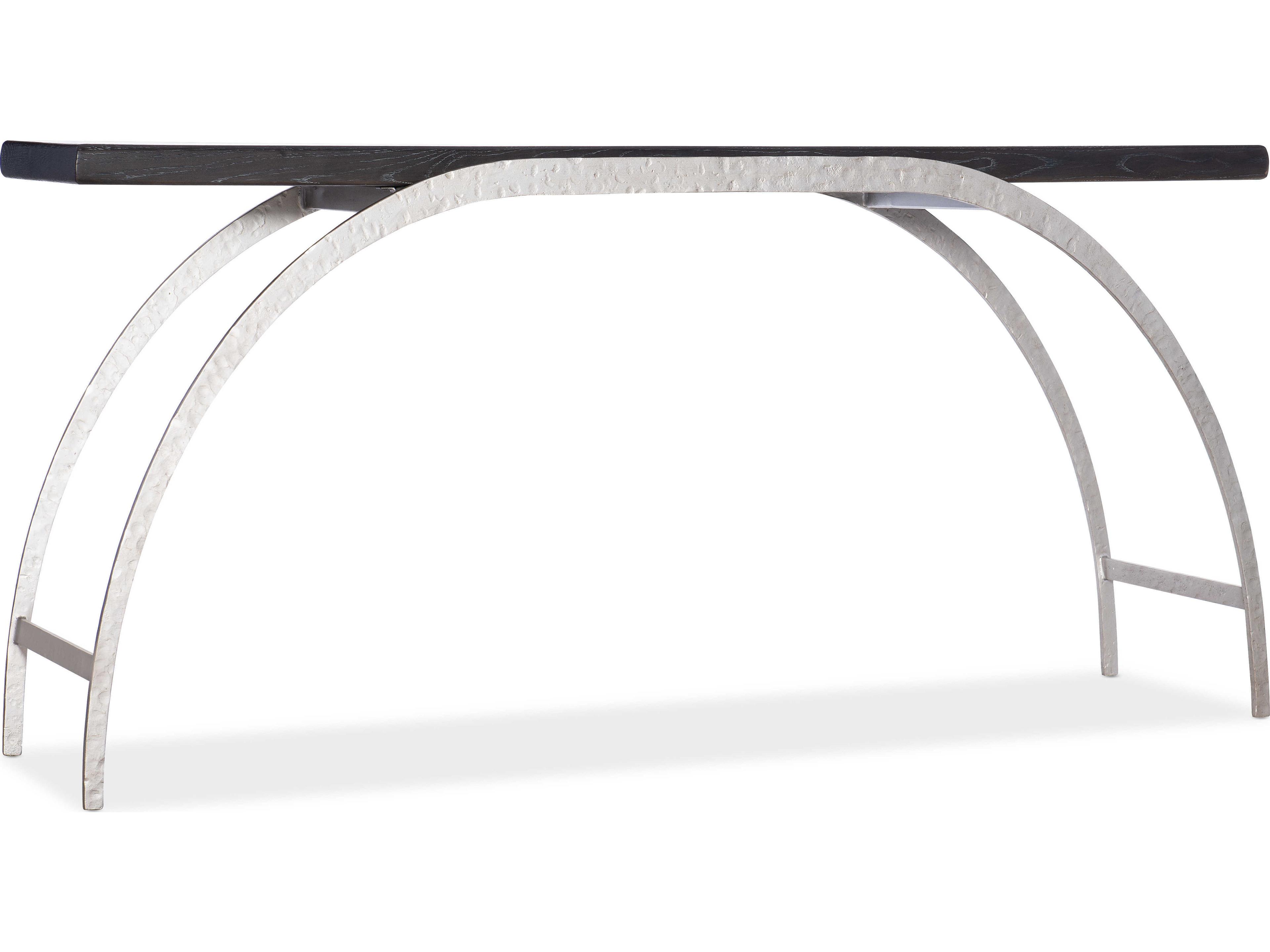 Commerce And Market Rectangular Wood Black Silver Console Table