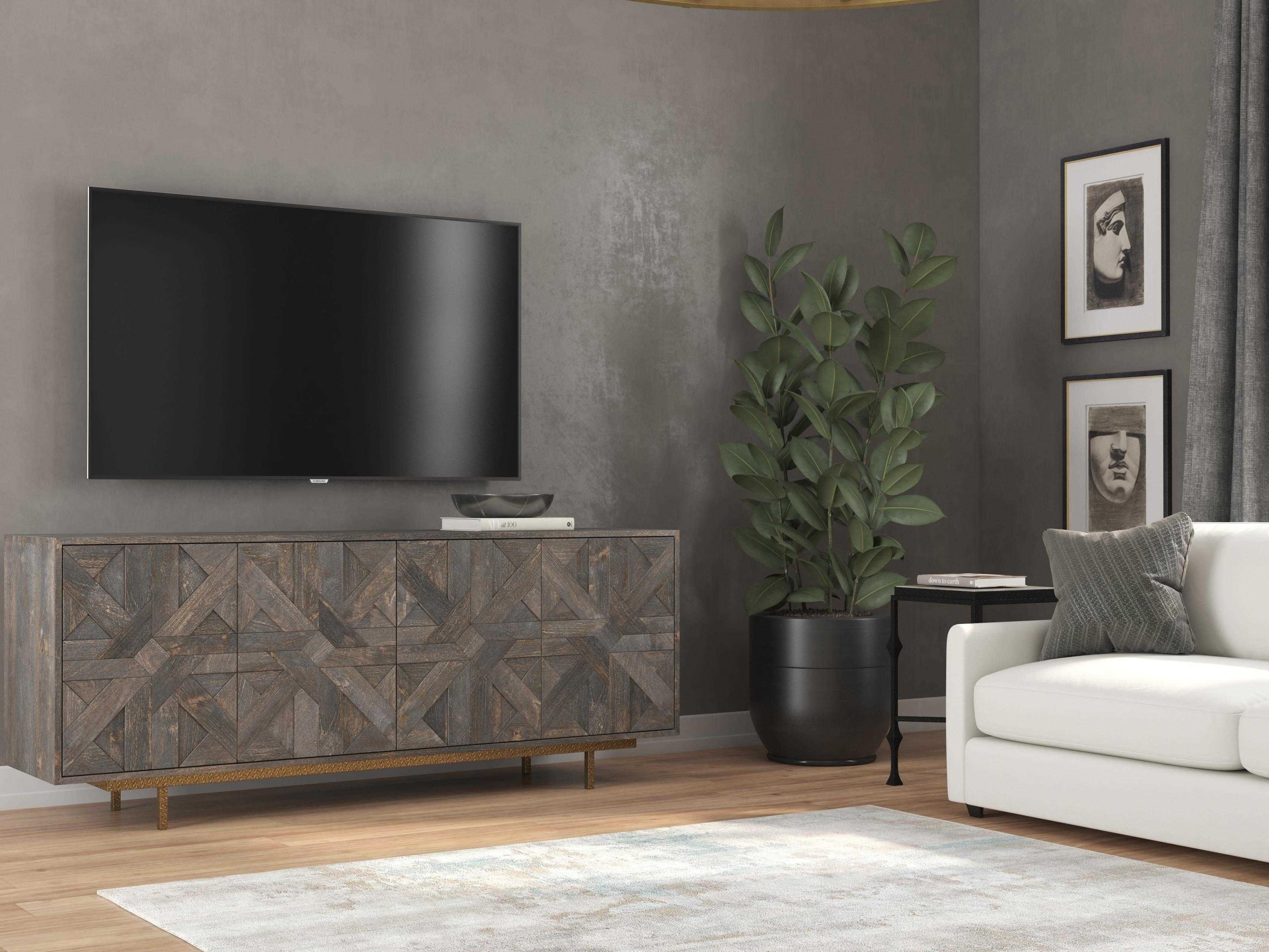 Luxecor Heritage Layer 80" Mango Wood Dark Credenza Sideboard