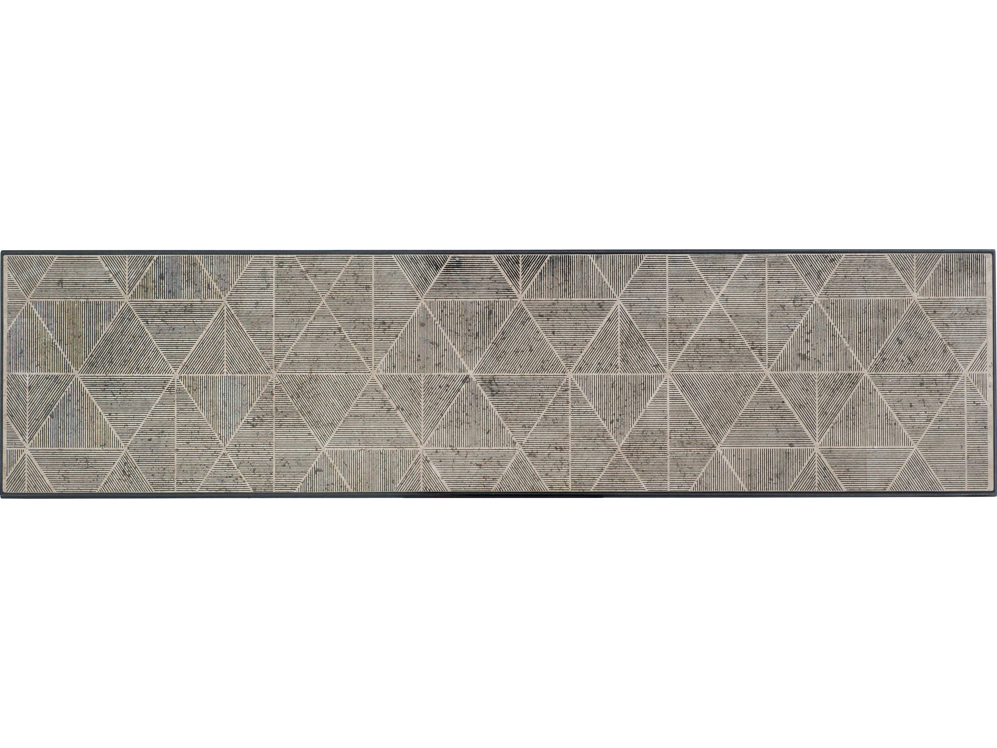 Hooker Furniture Commerce And Market Rectangular White Travertine Stone Black Console Table