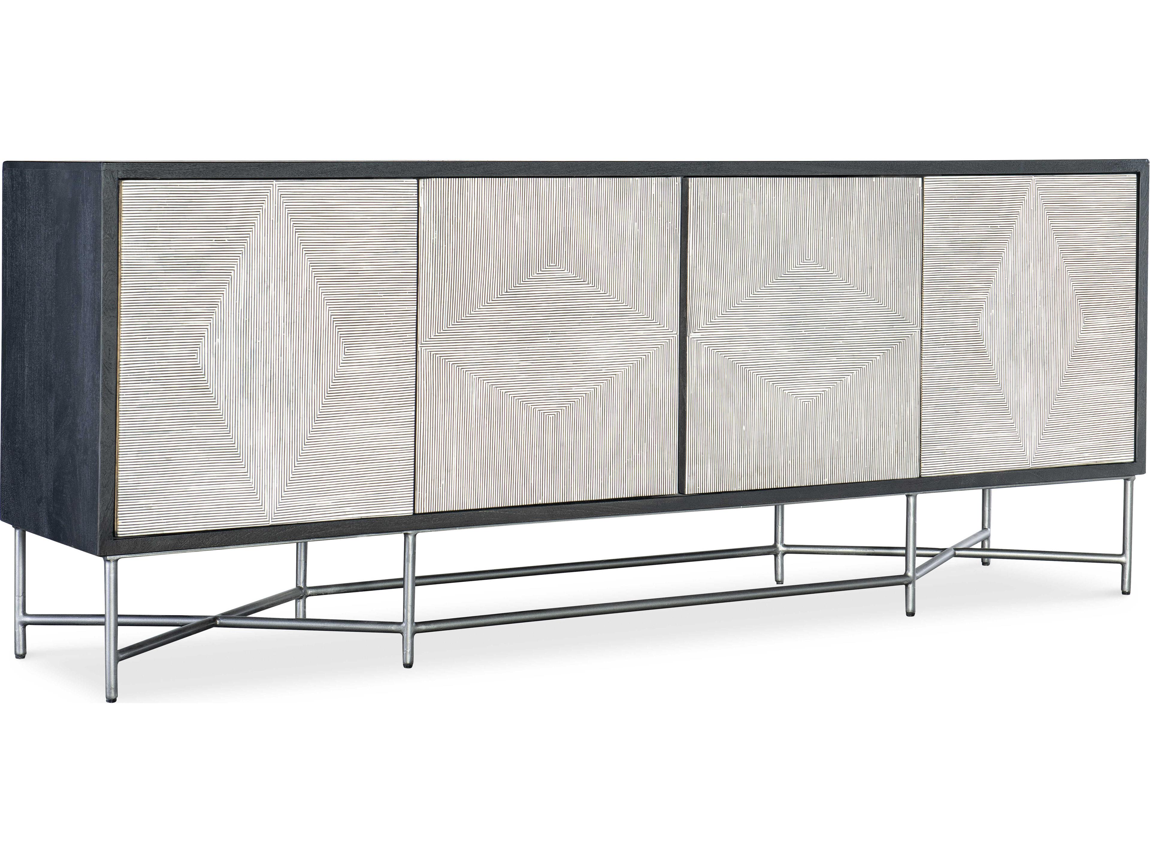 Hooker Furniture Commerce and Market Fine Lines 80" Mango Wood Black White Bone Credenza Sideboard