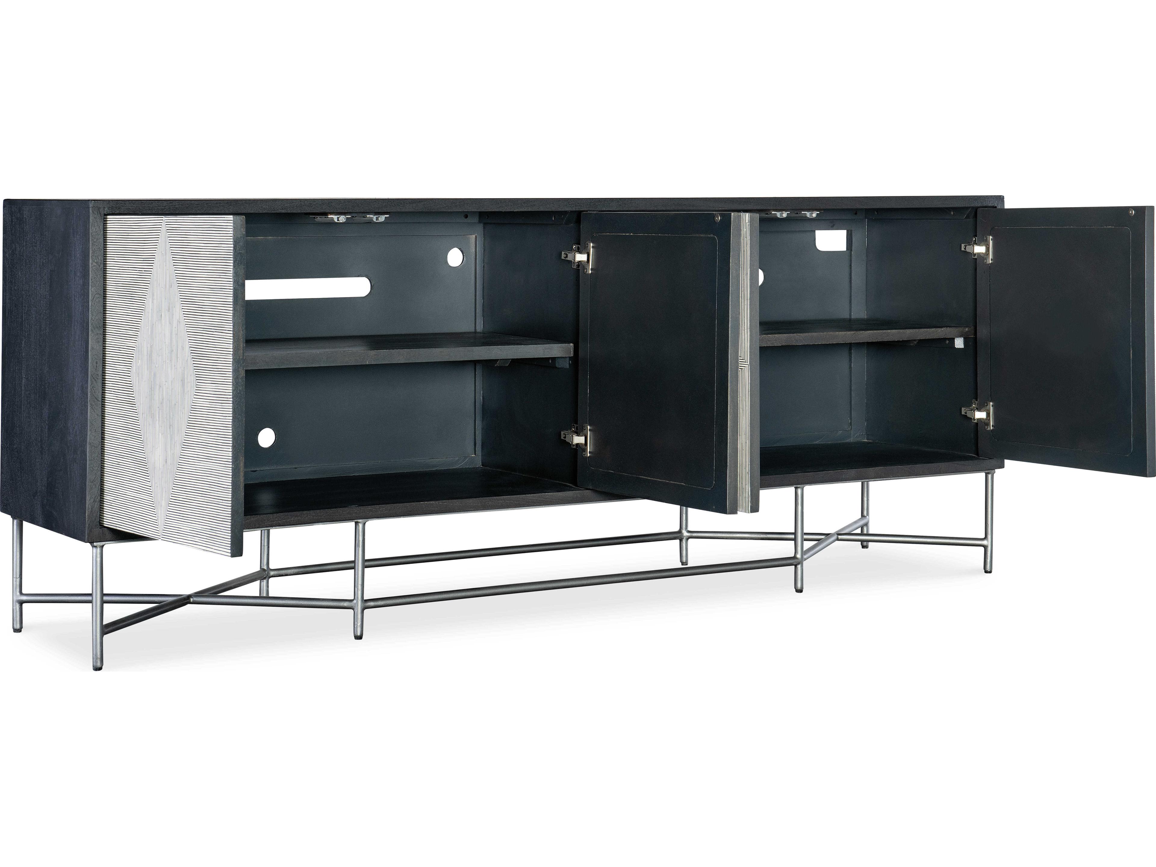 Hooker Furniture Commerce and Market Fine Lines 80" Mango Wood Black White Bone Credenza Sideboard