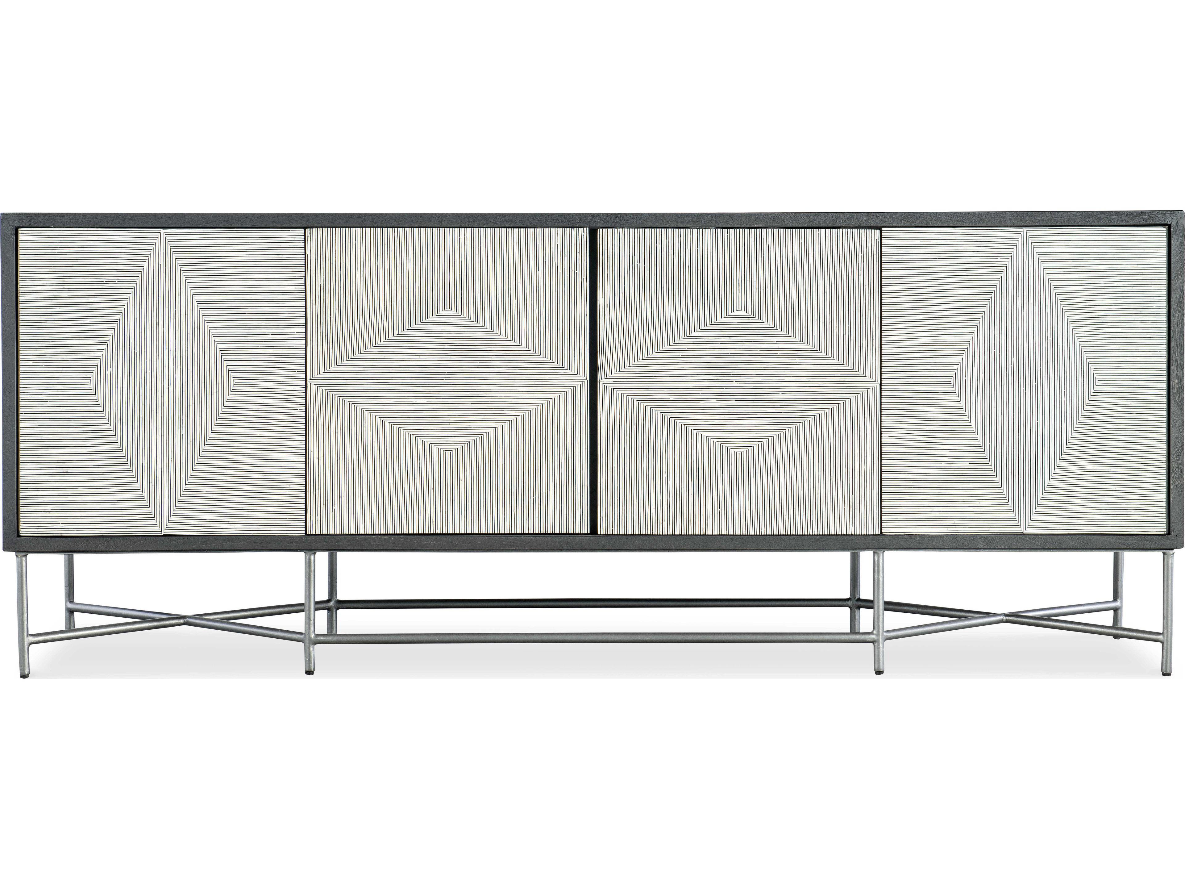 Hooker Furniture Commerce and Market Fine Lines 80" Mango Wood Black White Bone Credenza Sideboard