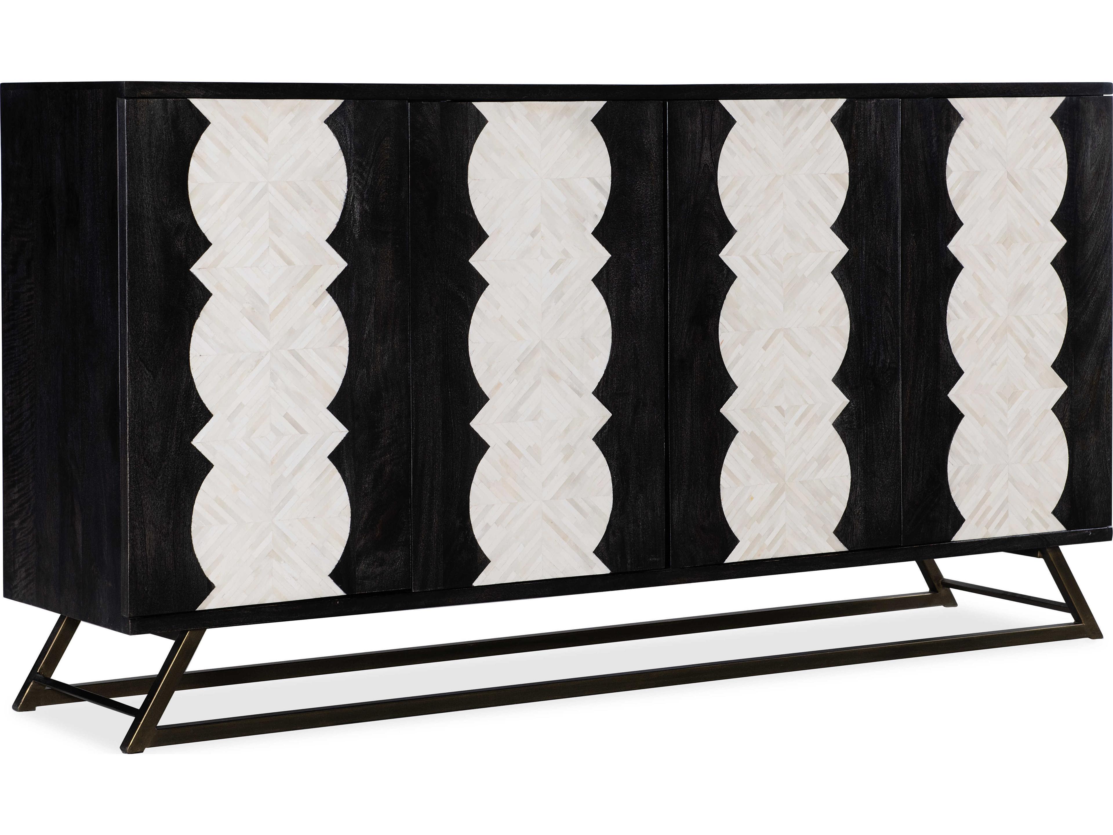 Commerce and Market Moroccan 72" Mango Wood Black Bone Inlay Credenza Sideboard