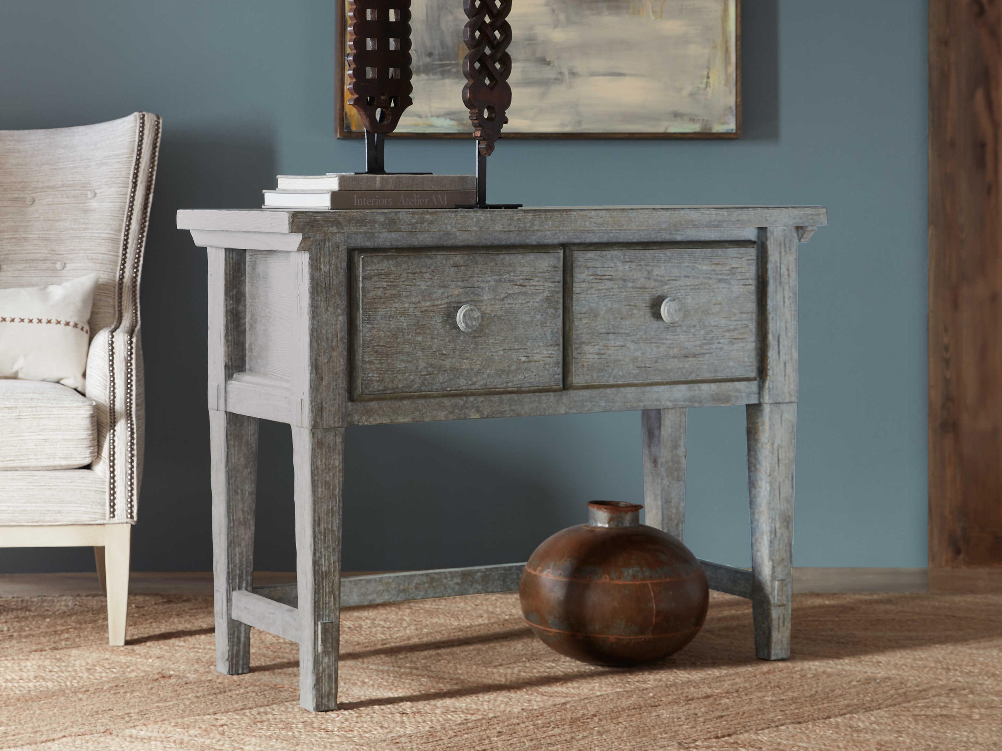 Luxecor Heritage Stonewashed Rectangular Wood Blue Console Table