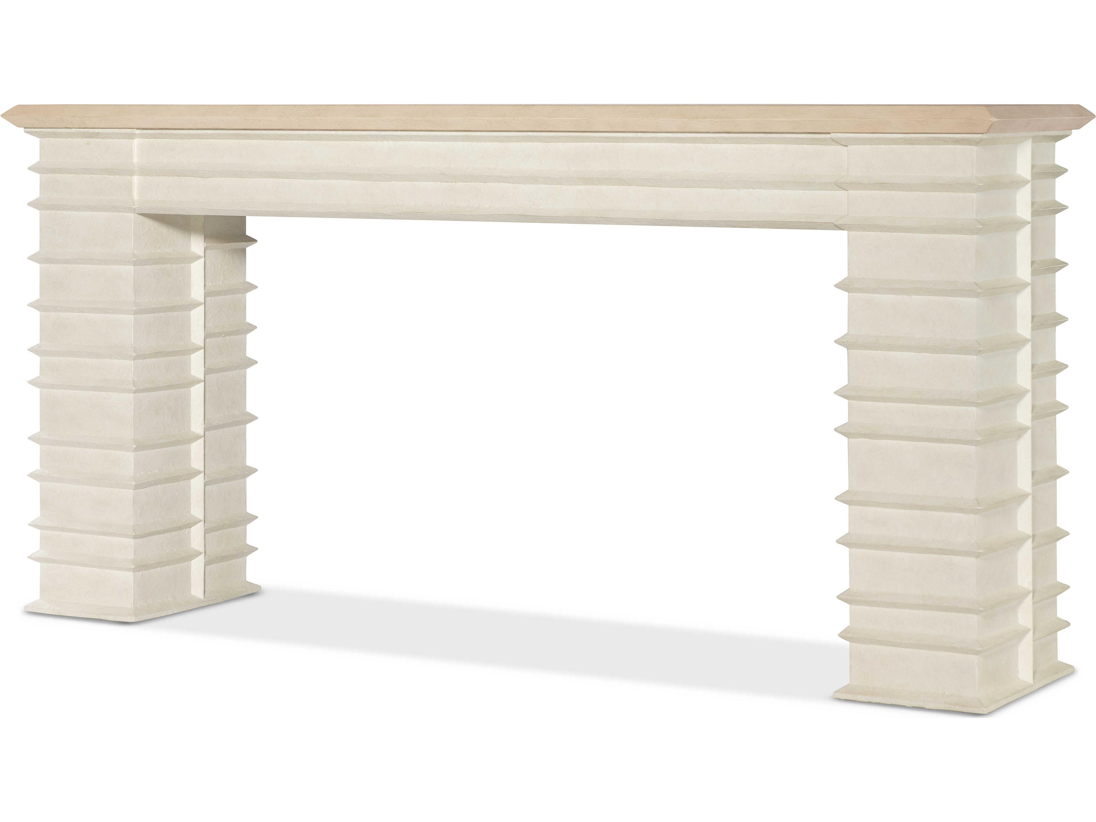 Hooker Furniture Commerce And Market Rectangular Wood Textured Alabaster Plaster White Console Table