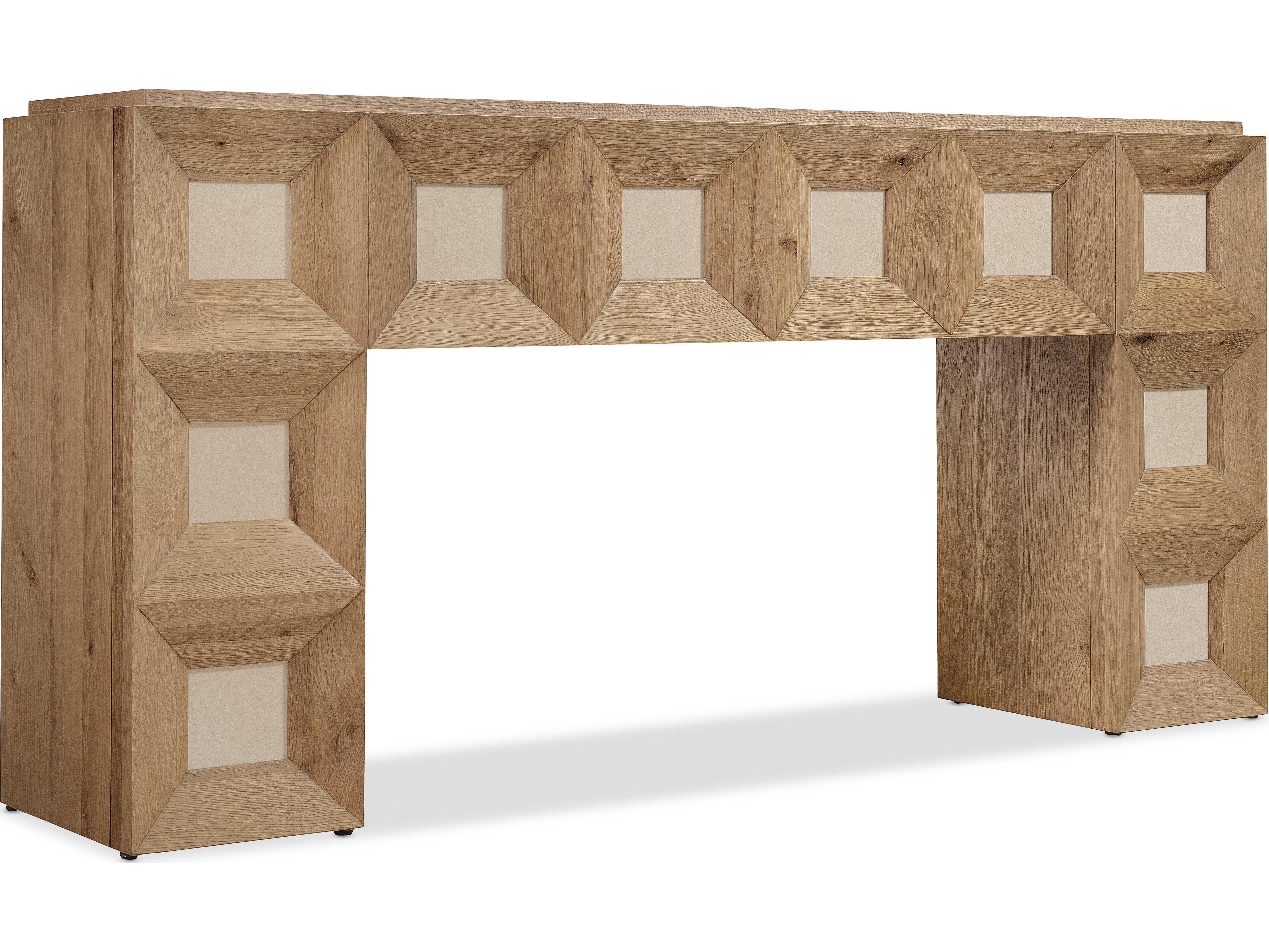 Hooker Furniture Commerce And Market Rectangular Wood Natural Oak With Marble Accents Console Table