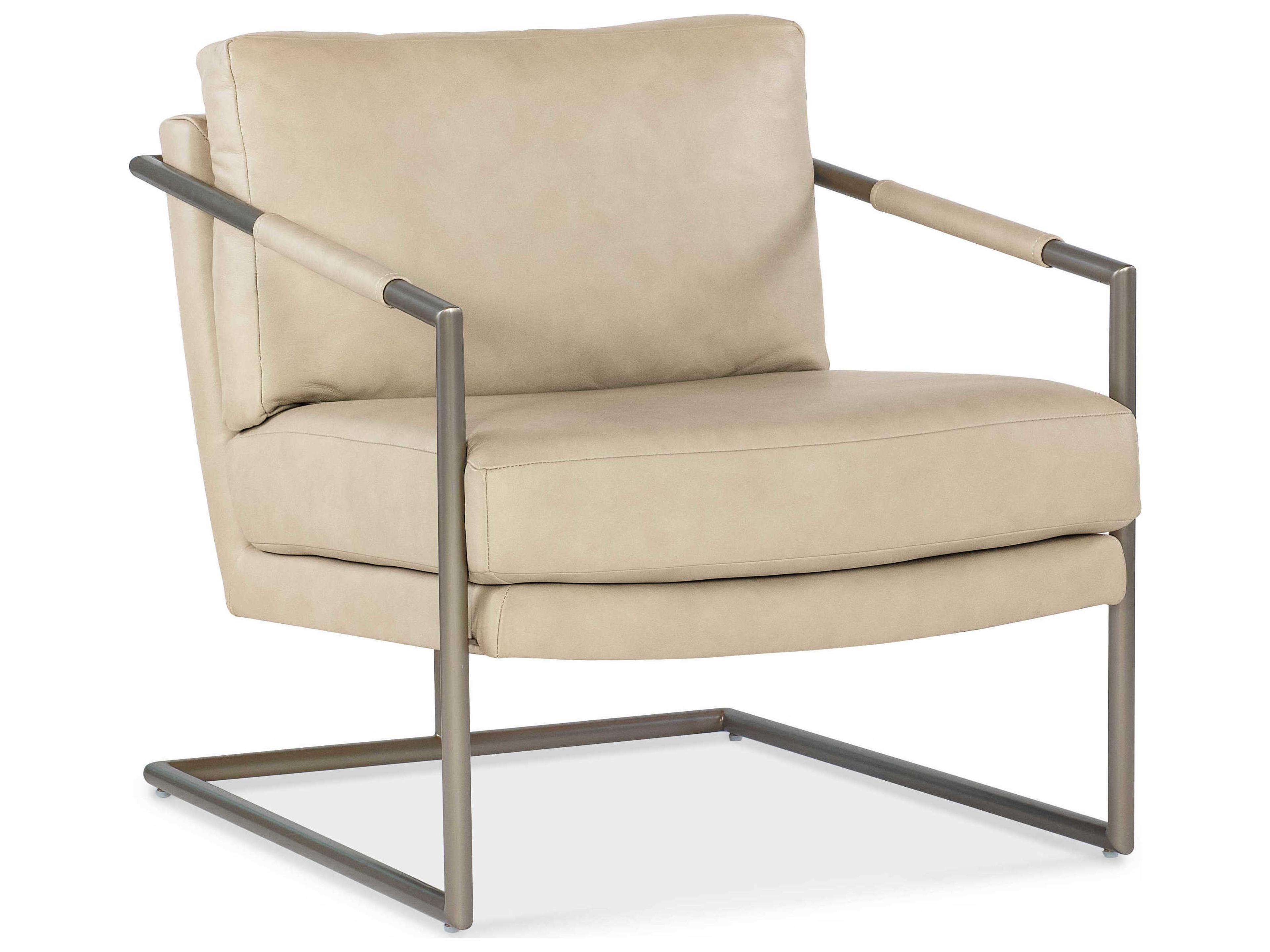 Moody Metal Beige Leather Accent Chair