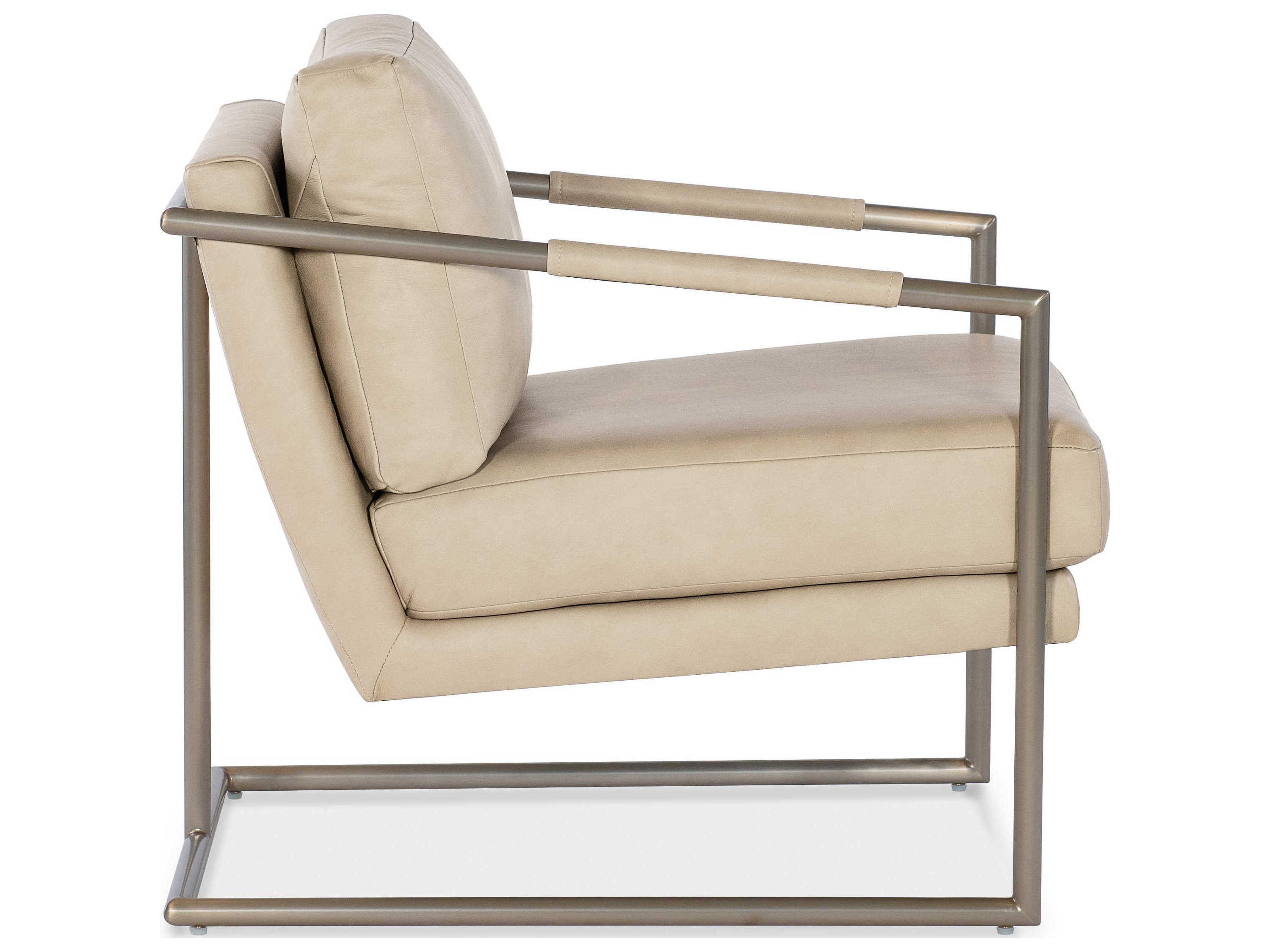 Hooker Furniture Moody Metal Beige Leather Accent Chair