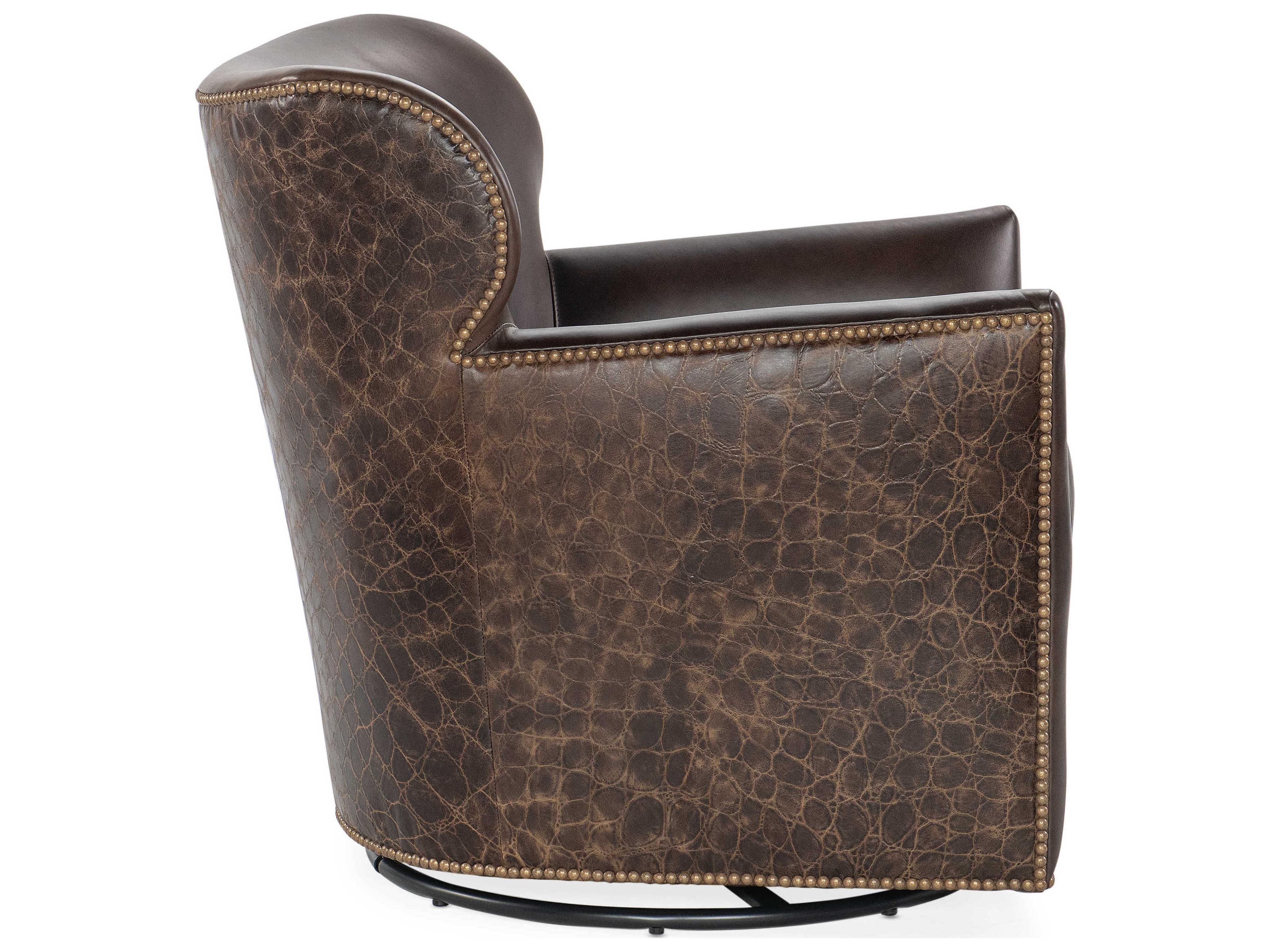 Luxecor Kenya Swivel Brown Leather Accent Chair