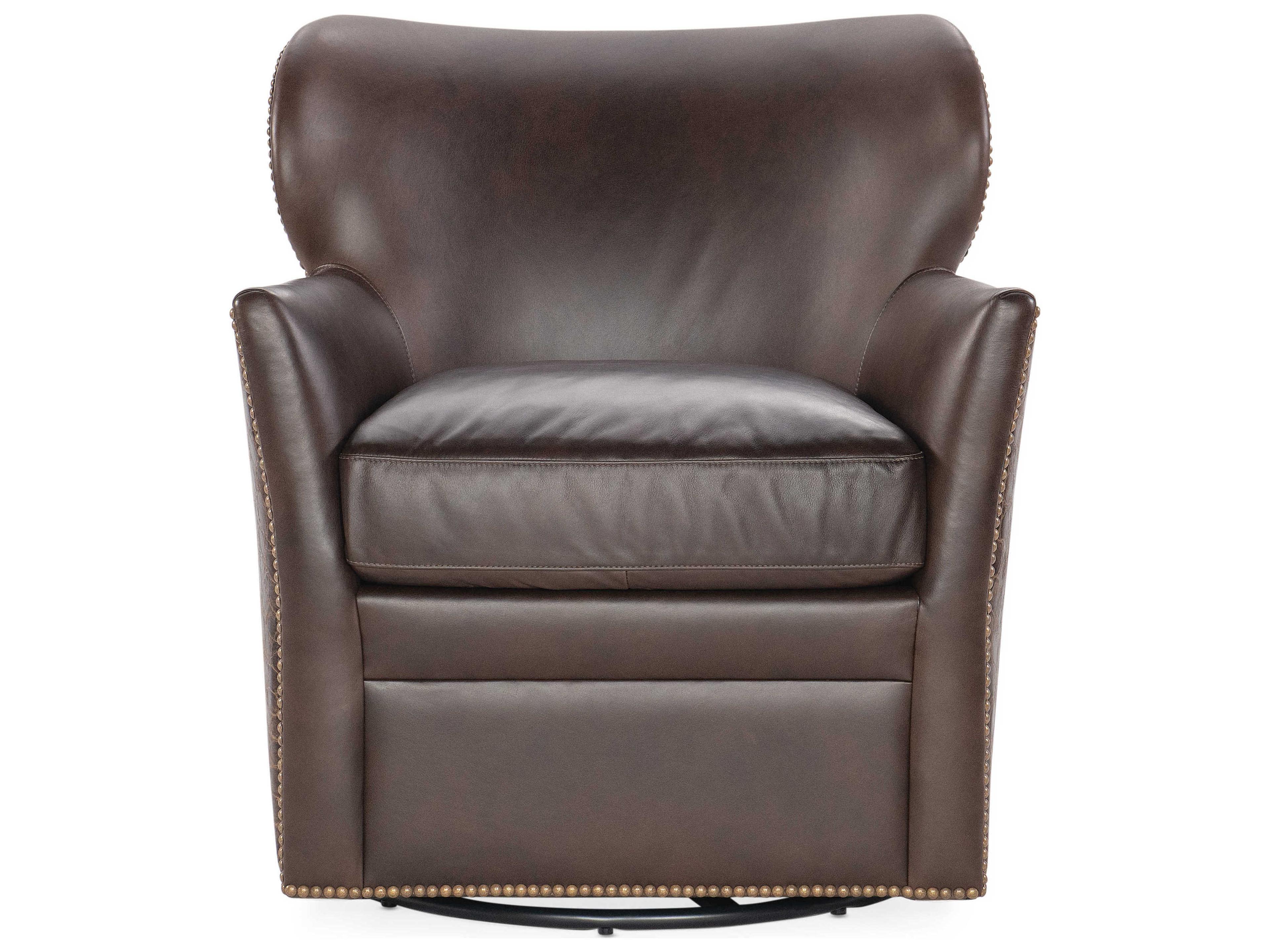 Luxecor Kenya Swivel Brown Leather Accent Chair