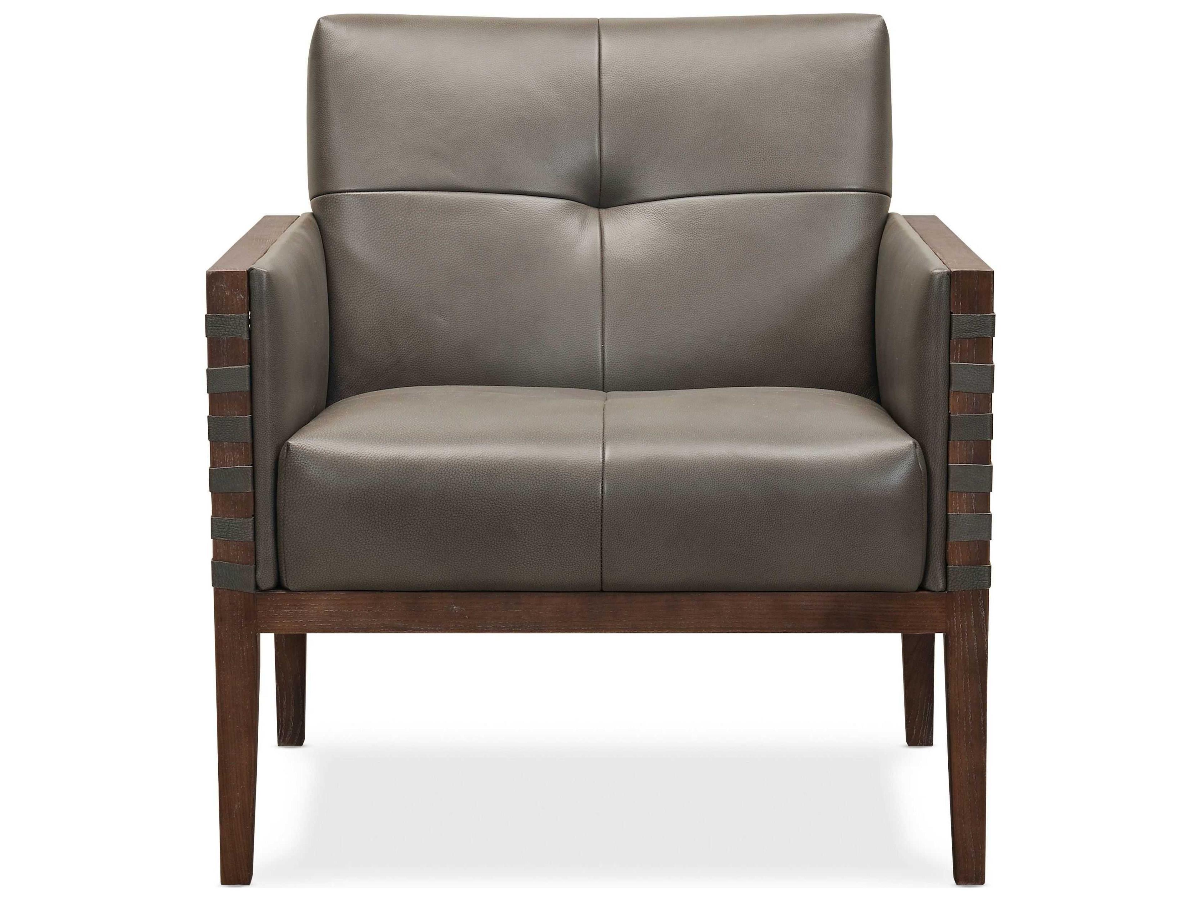 Hooker Furniture Carverdale Gray Leather Tufted Accent Chair