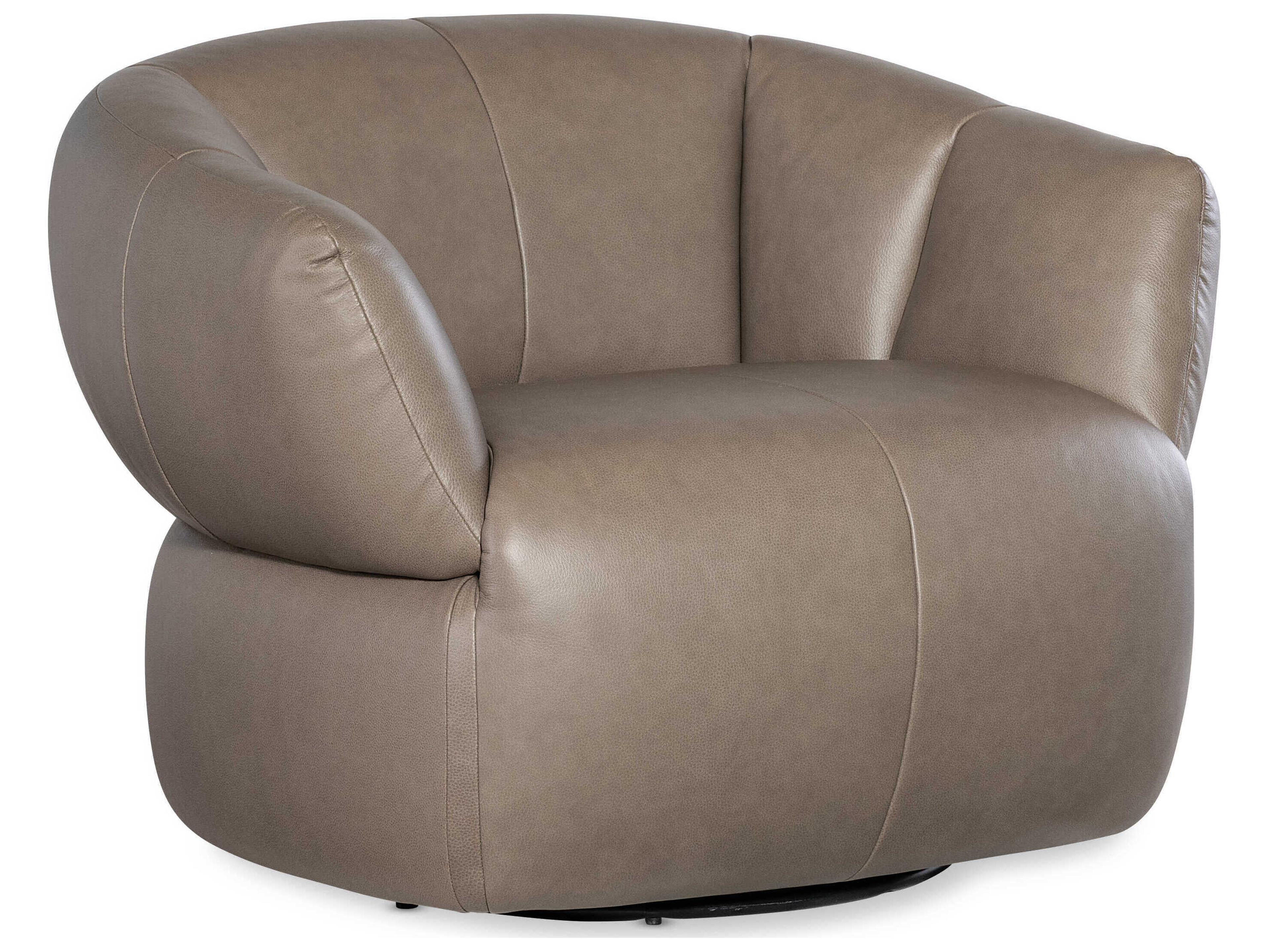 Cc Swivel Brown Leather Accent Chair