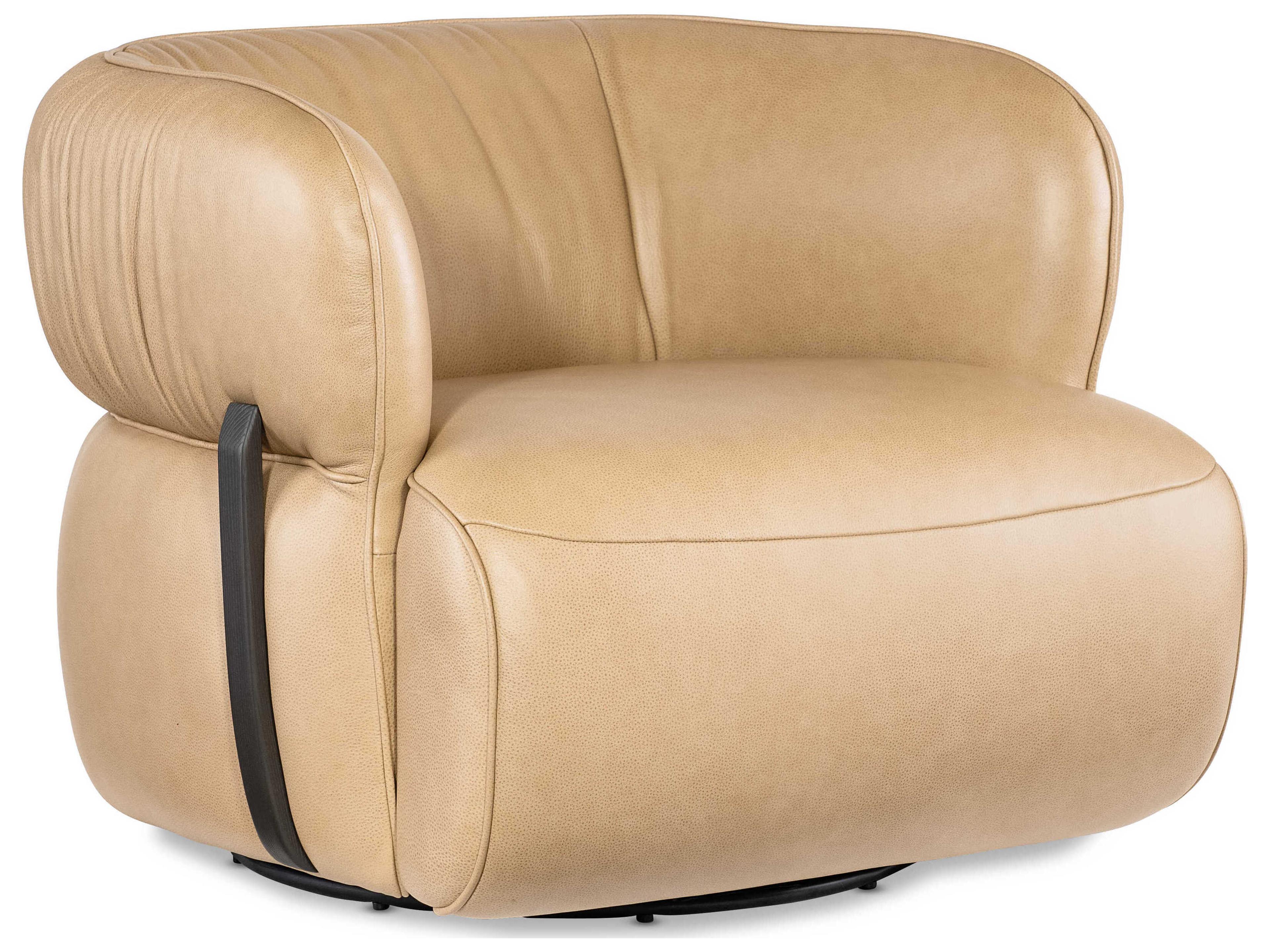 Cc Swivel Beige Leather Accent Chair