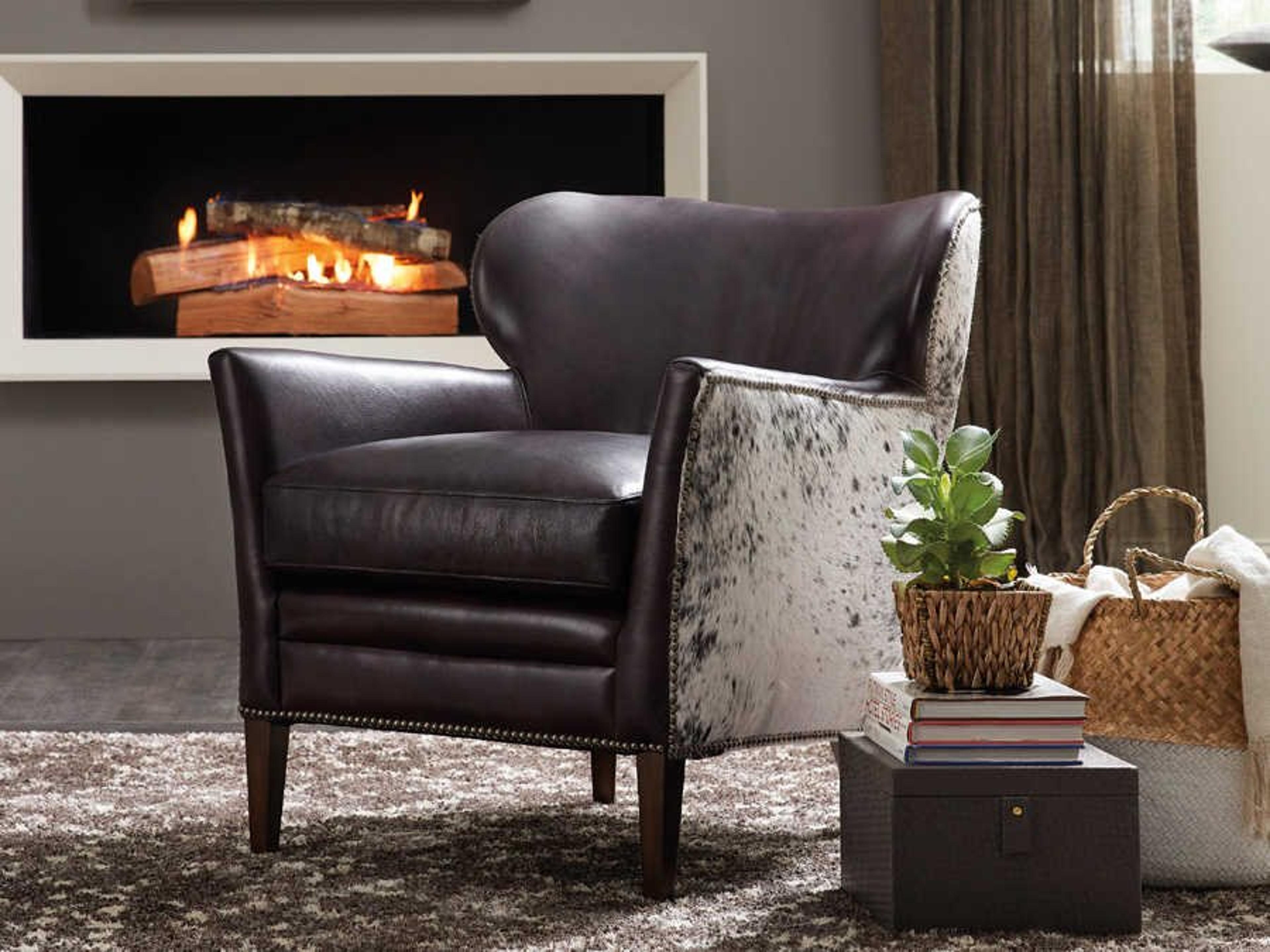 Luxecor Kato Gray Leather Accent Chair with Salt Pepper Brindle