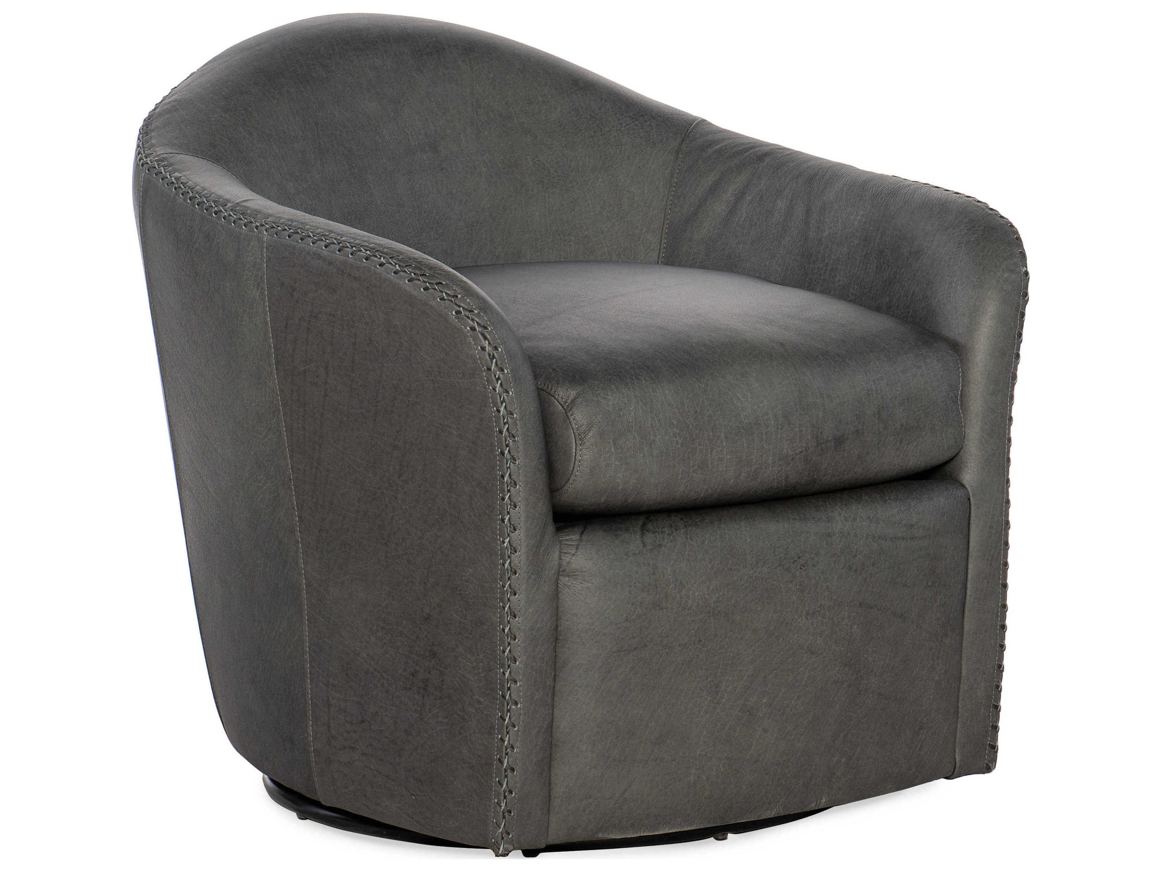 Hooker Furniture Roper Swivel Gray Leather Accent Chair