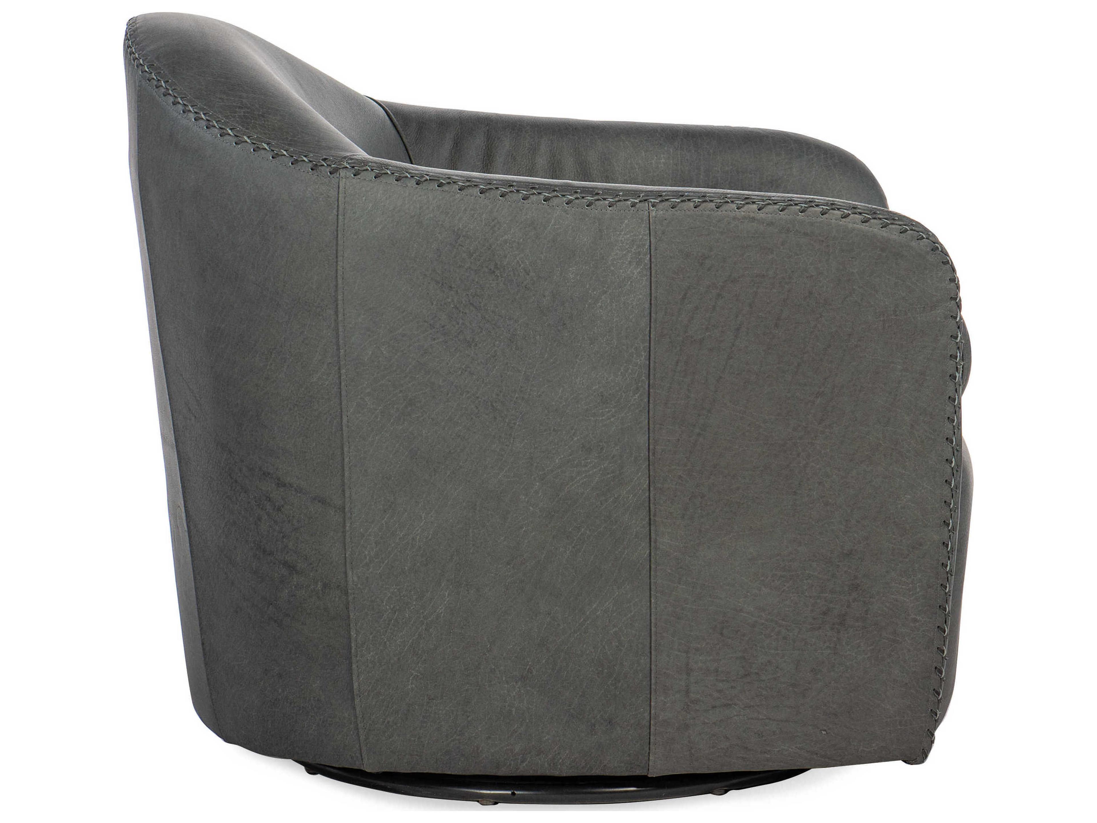 Hooker Furniture Roper Swivel Gray Leather Accent Chair