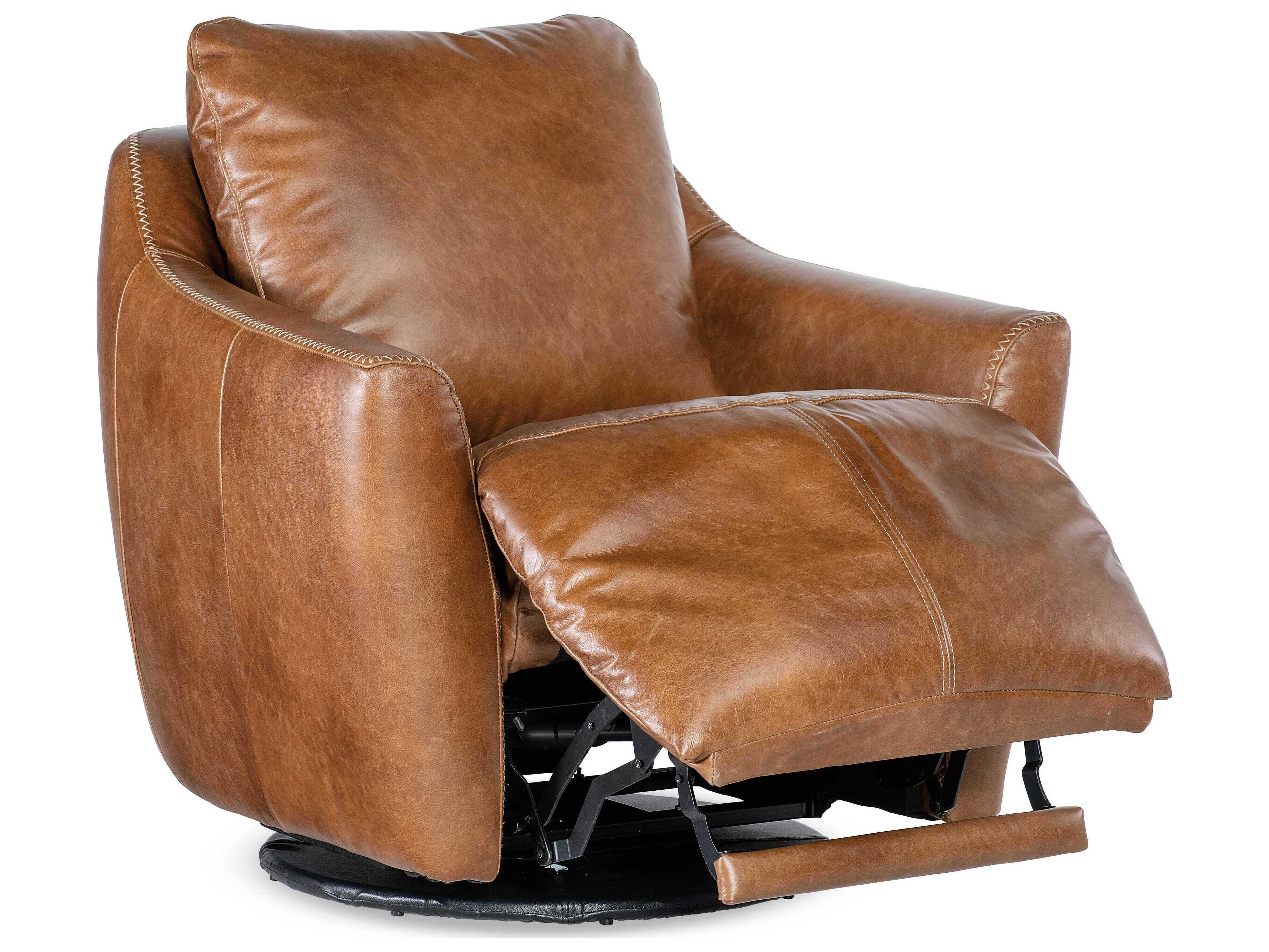 Luxecor Heritage Beau Swivel Brown Leather Accent Chair