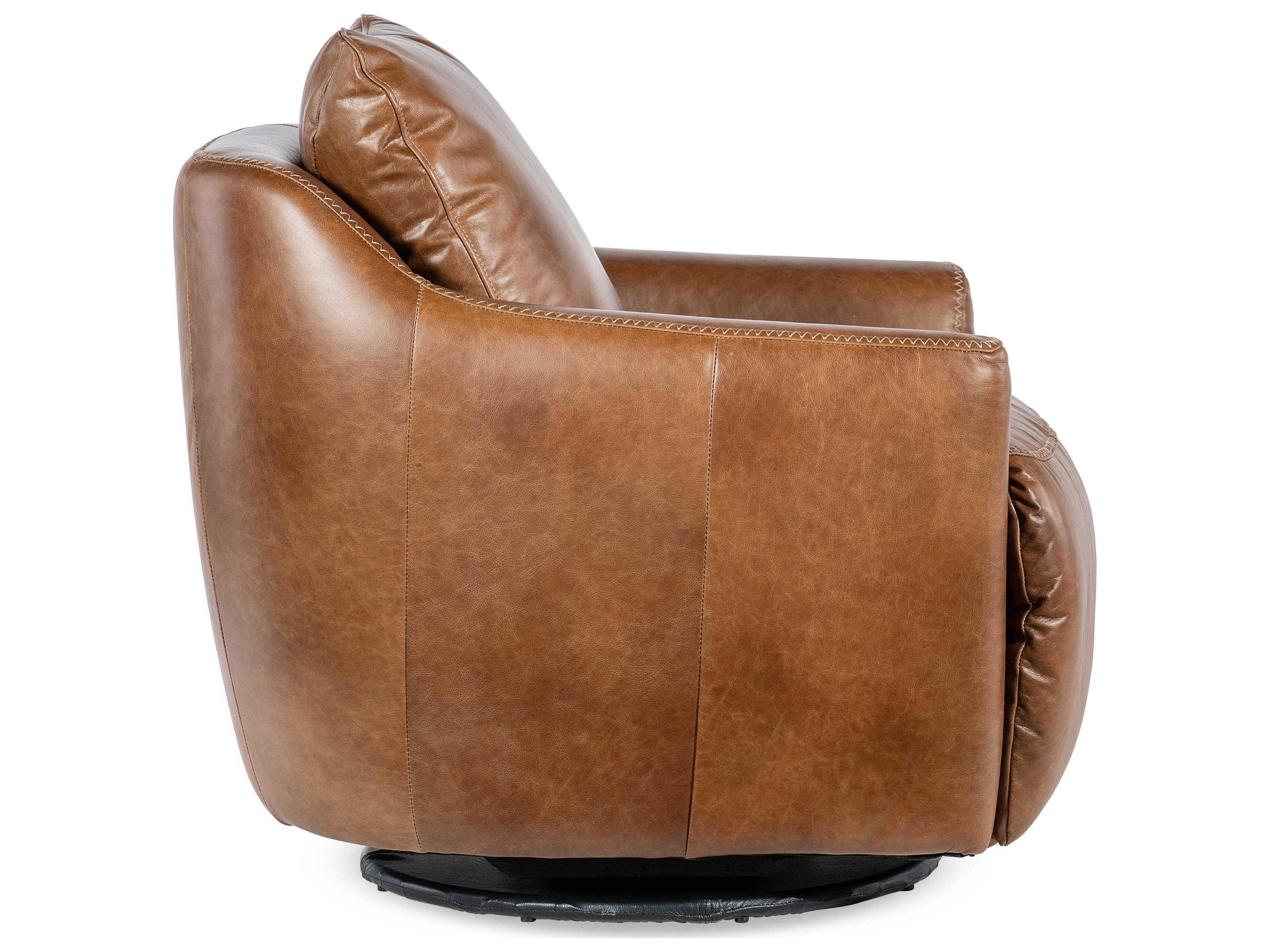 Luxecor Heritage Beau Swivel Brown Leather Accent Chair