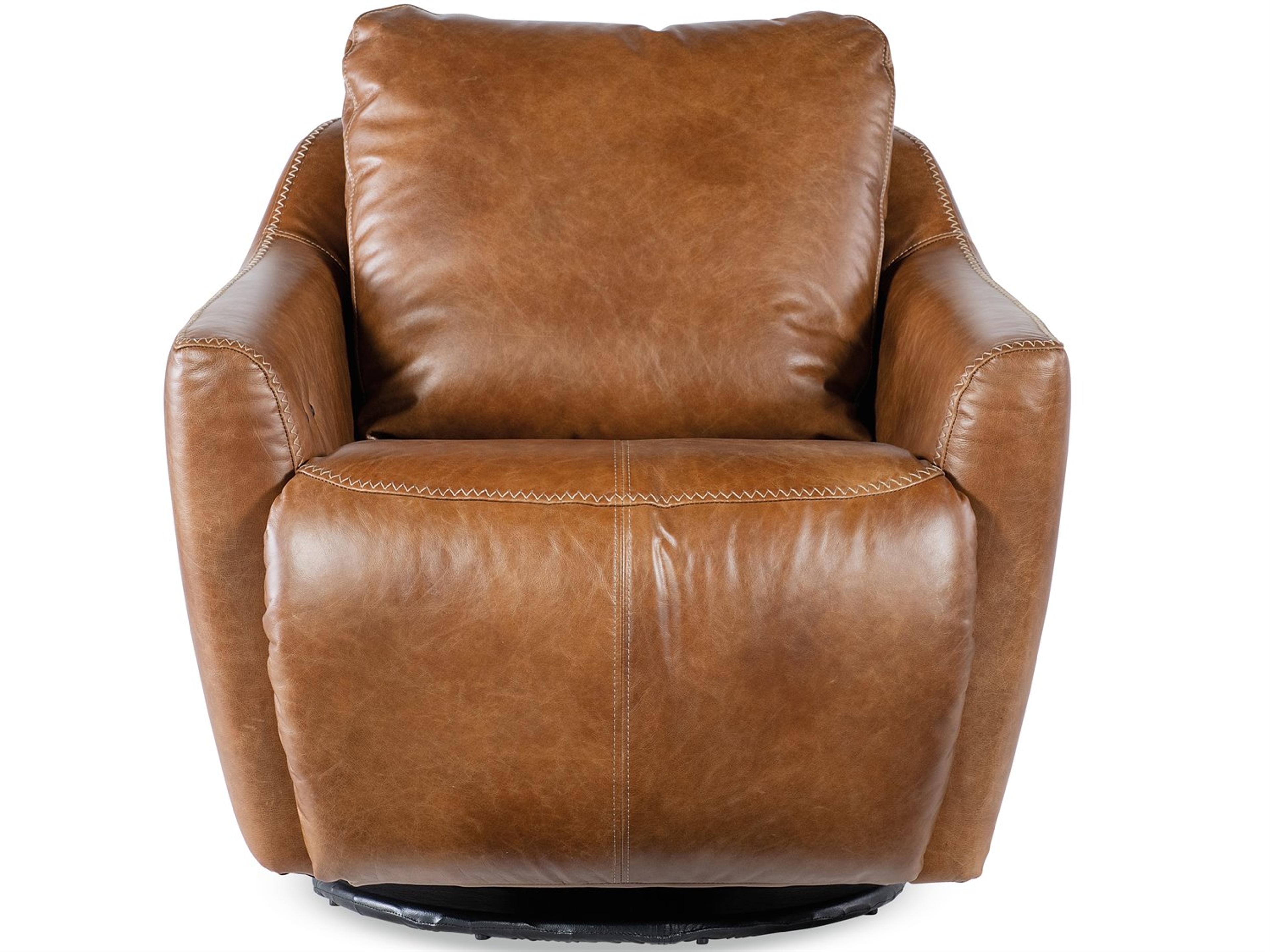 Luxecor Heritage Beau Swivel Brown Leather Accent Chair
