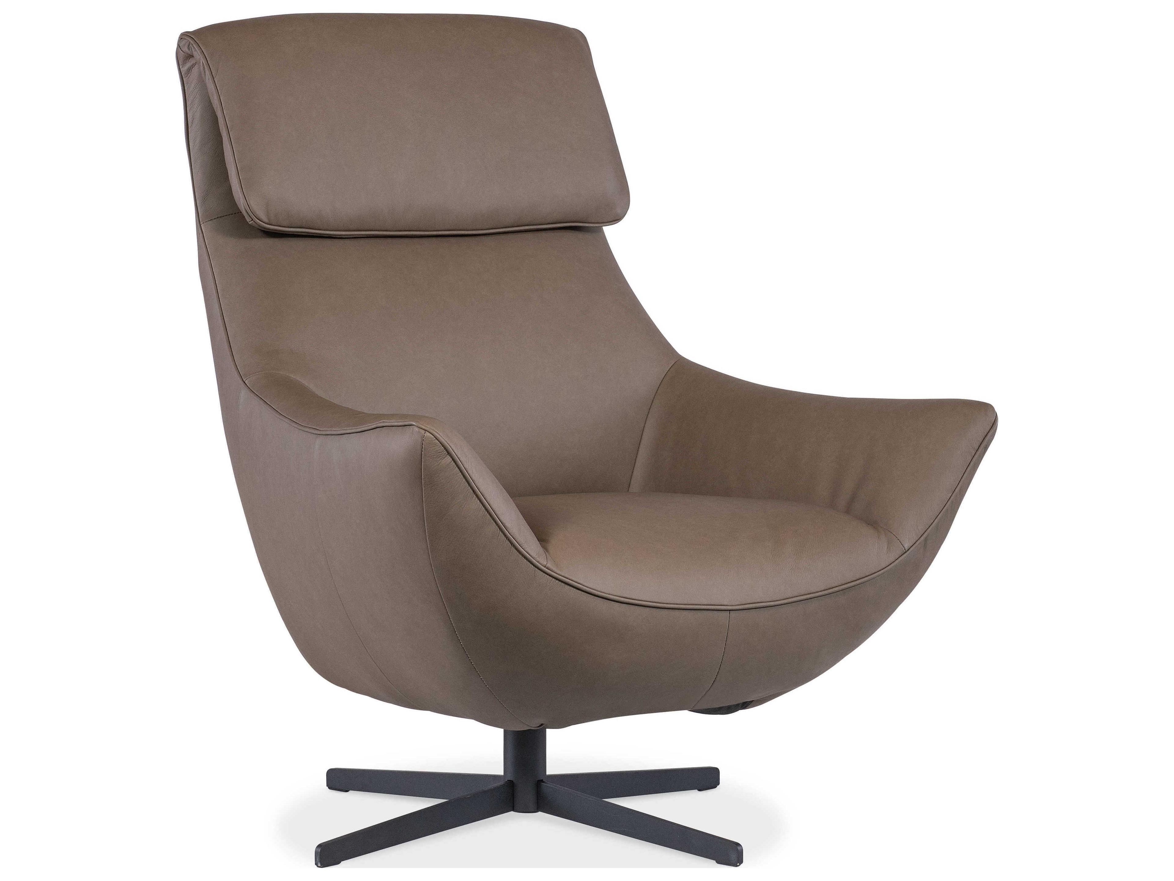 Hooker Furniture Hughes Swivel Brown Leather Accent Chair